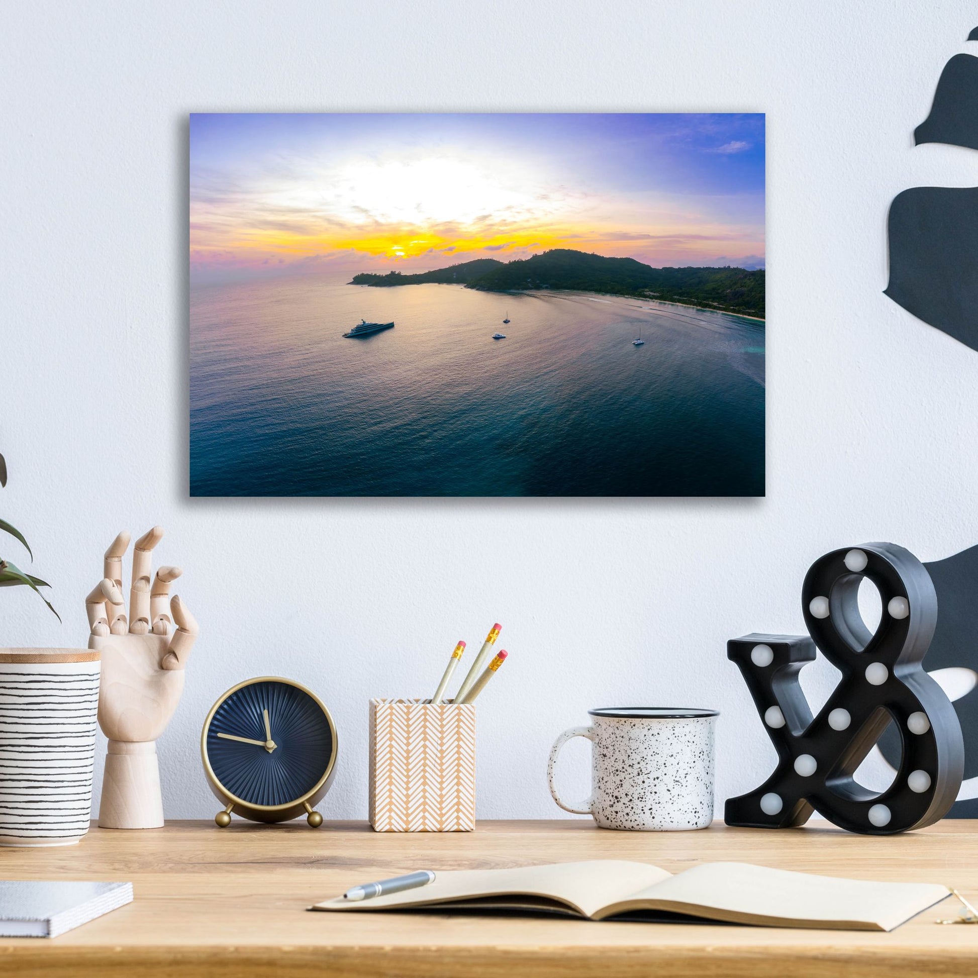 Epic Art 'Seychelles - Mahe Island Sunrise' by Epic Portfolio, Acrylic Glass Wall Art,16x12