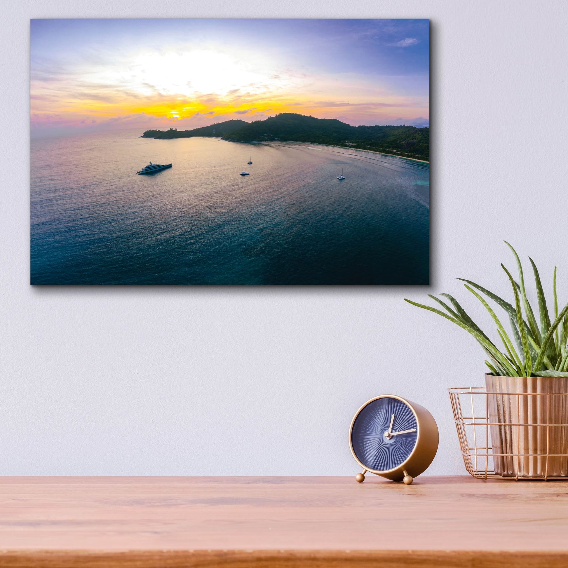 Epic Art 'Seychelles - Mahe Island Sunrise' by Epic Portfolio, Acrylic Glass Wall Art,16x12