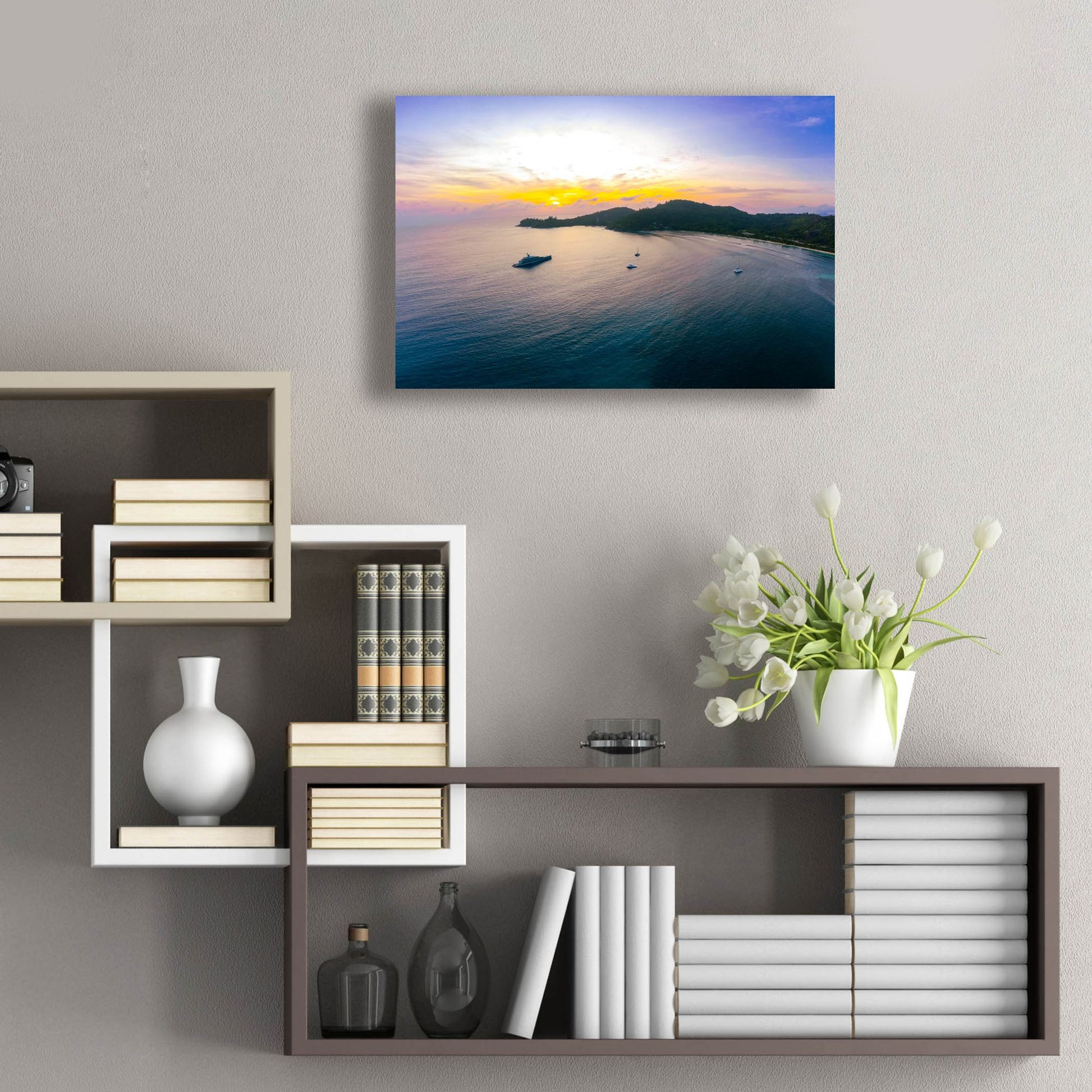 Epic Art 'Seychelles - Mahe Island Sunrise' by Epic Portfolio, Acrylic Glass Wall Art,24x16