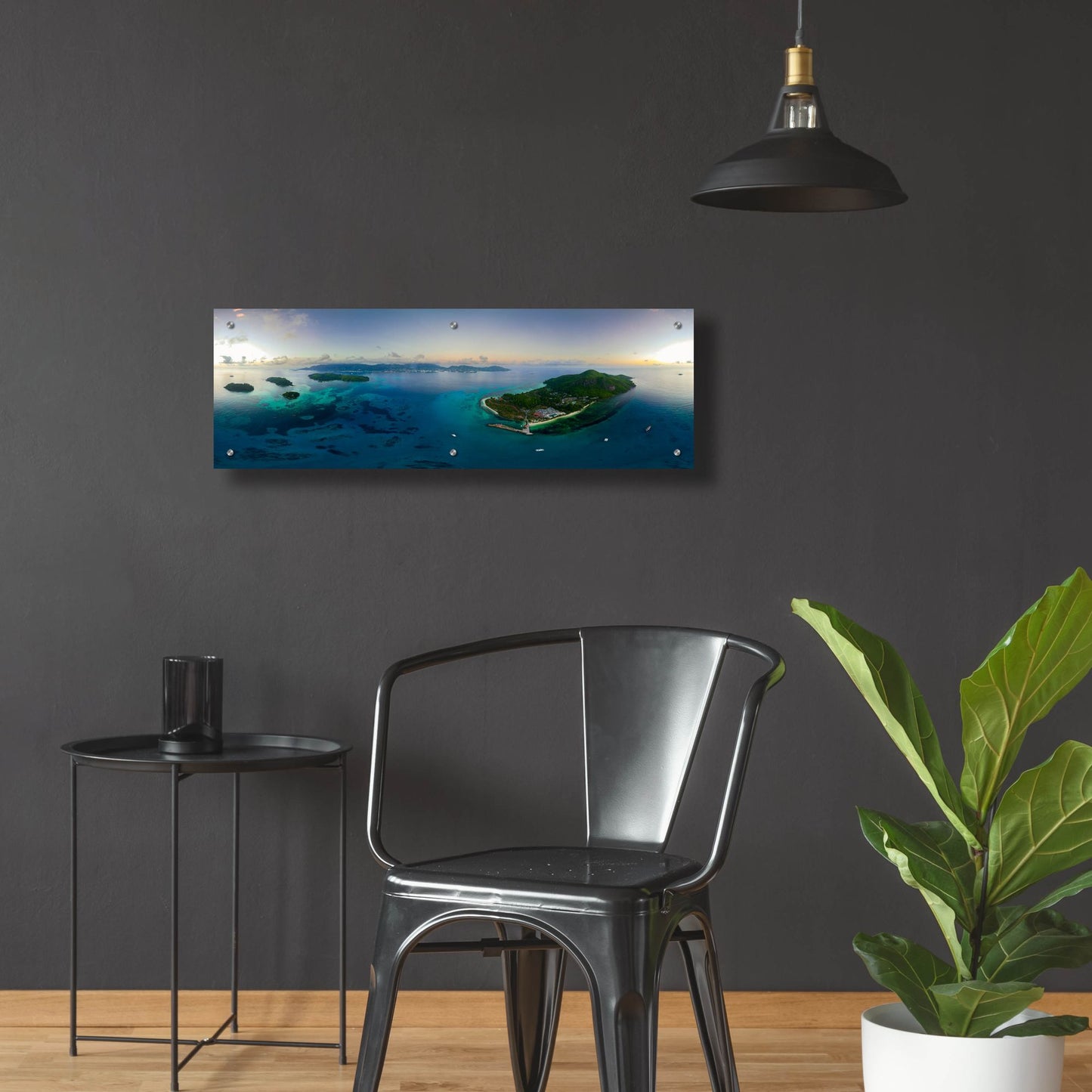 Epic Art 'Seychelles - Mahe from the sky' by Epic Portfolio, Acrylic Glass Wall Art,36x12