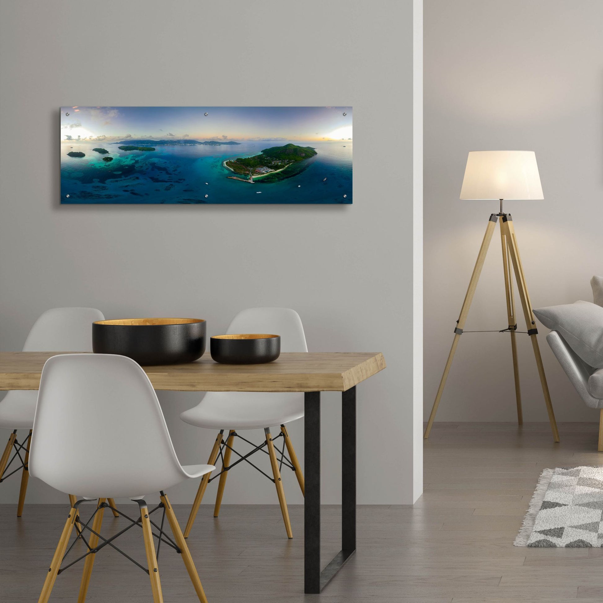 Epic Art 'Seychelles - Mahe from the sky' by Epic Portfolio, Acrylic Glass Wall Art,48x16