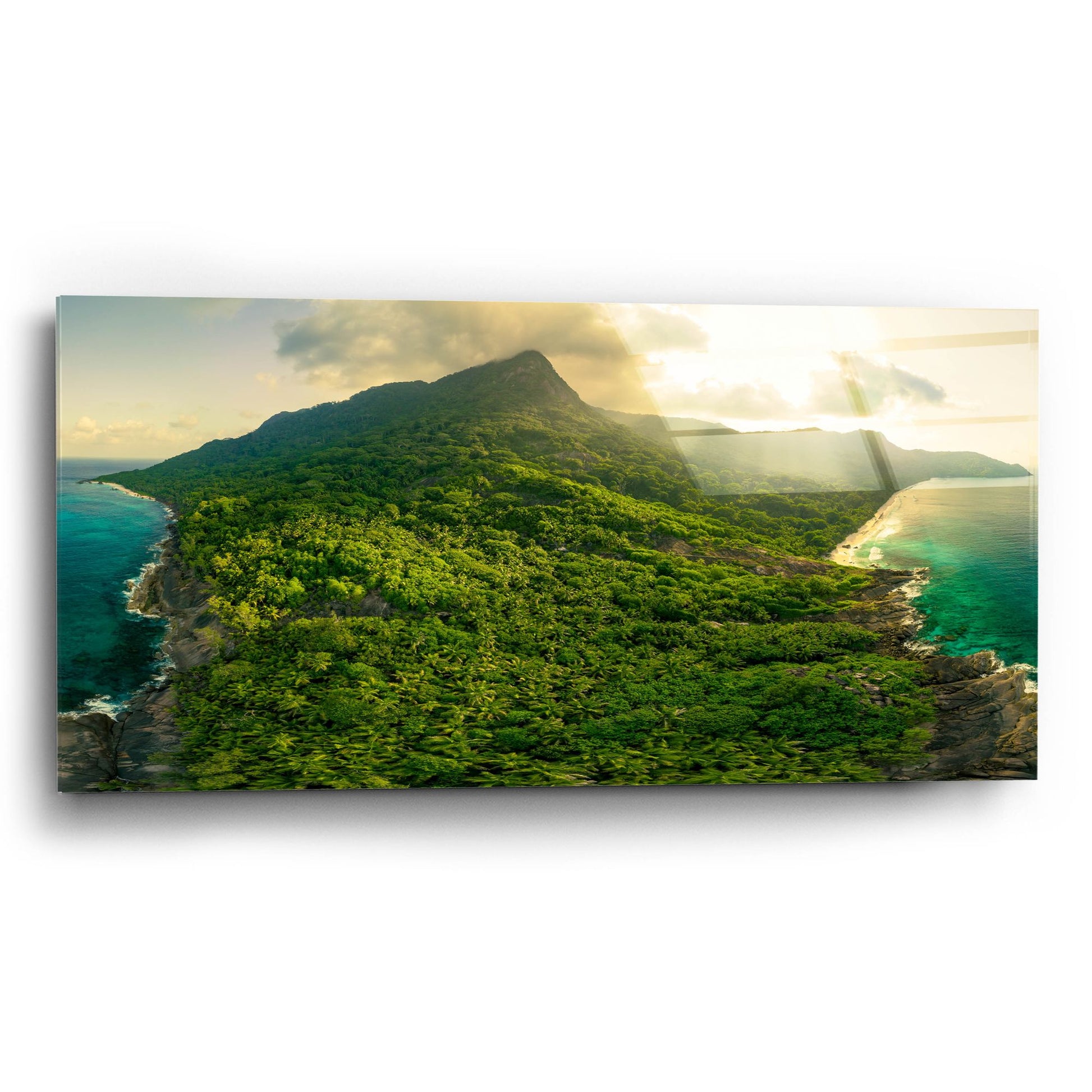 Epic Art 'Green Seychelles - Siloutte Island' by Epic Portfolio, Acrylic Glass Wall Art,24x12