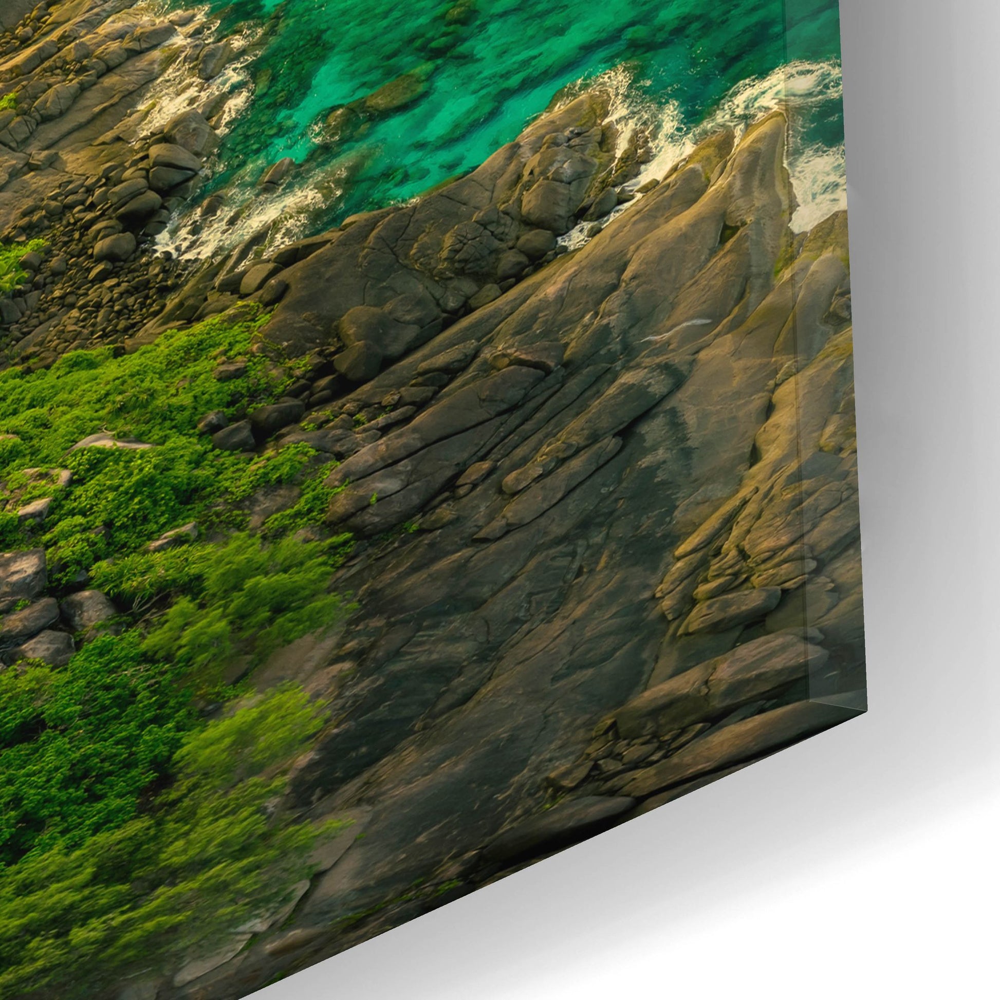 Epic Art 'Green Seychelles - Siloutte Island' by Epic Portfolio, Acrylic Glass Wall Art,24x12