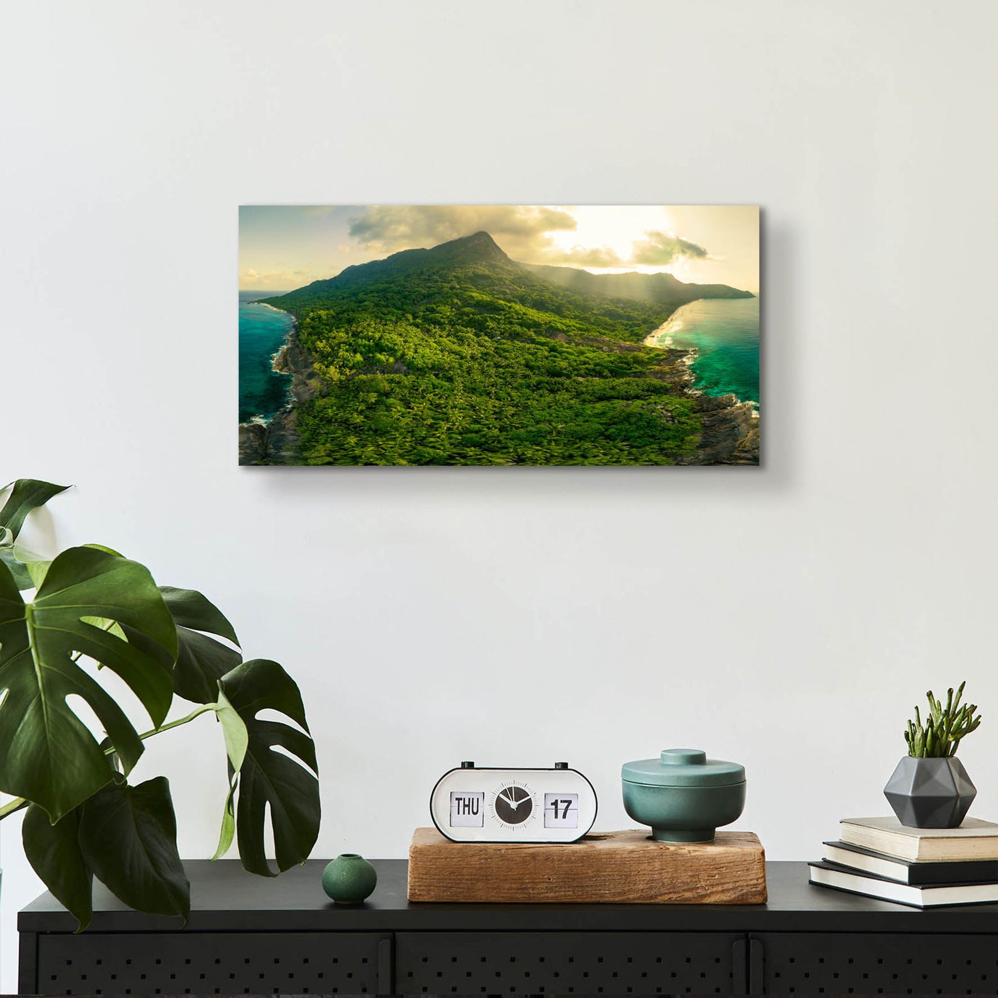 Epic Art 'Green Seychelles - Siloutte Island' by Epic Portfolio, Acrylic Glass Wall Art,24x12