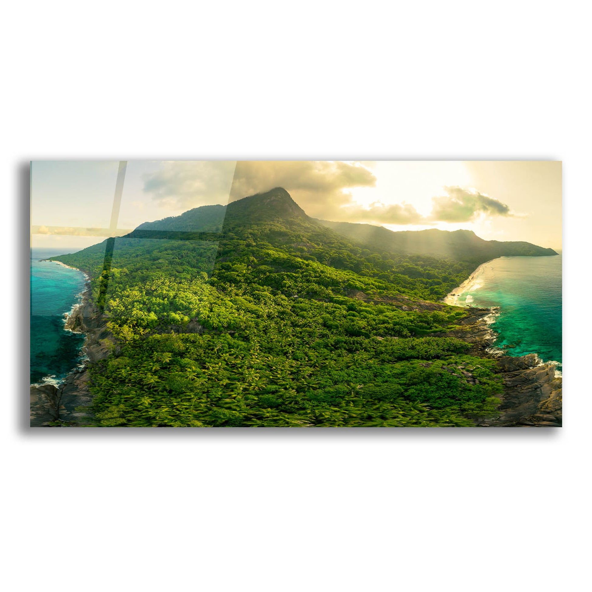 Epic Art 'Green Seychelles - Siloutte Island' by Epic Portfolio, Acrylic Glass Wall Art,24x12