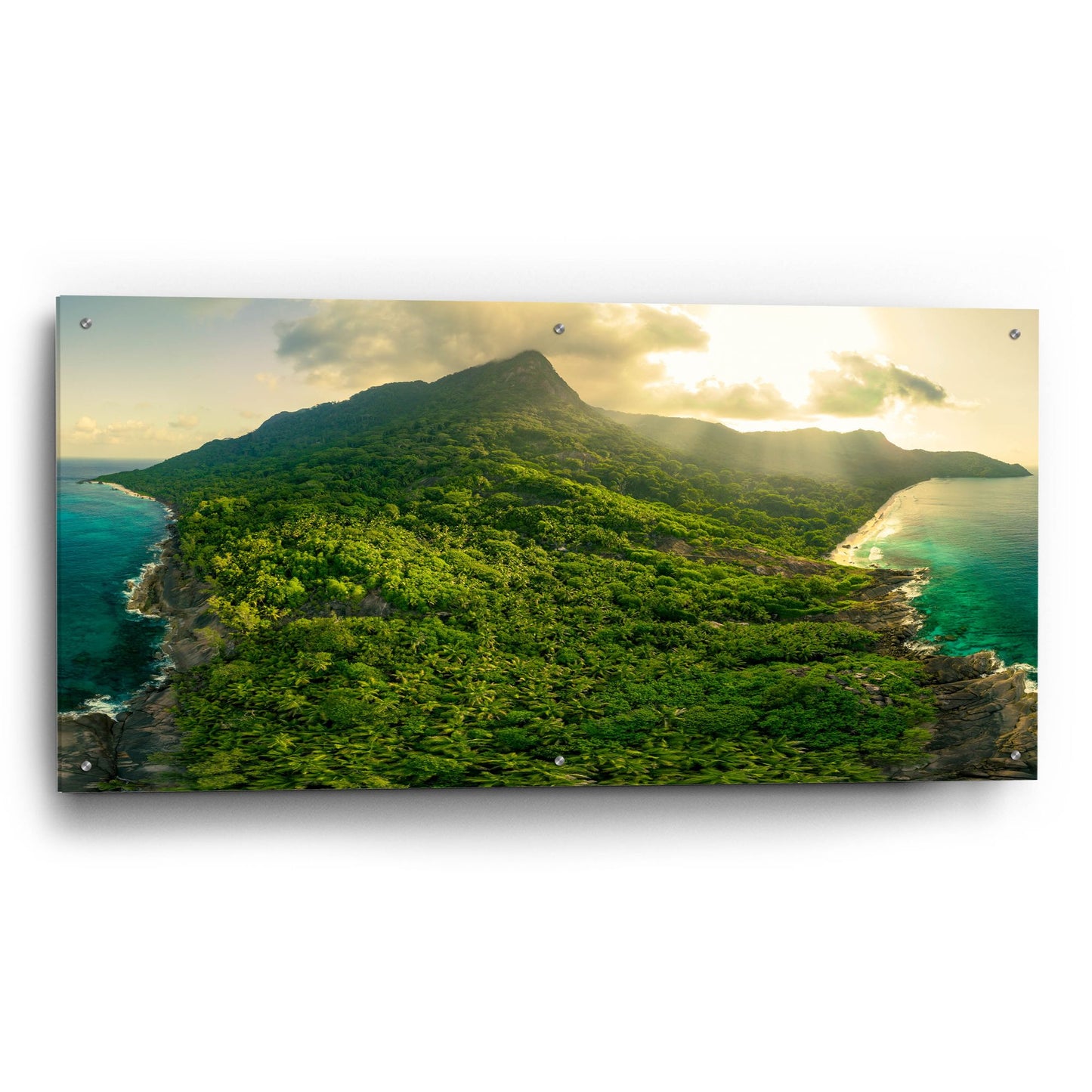 Epic Art 'Green Seychelles - Siloutte Island' by Epic Portfolio, Acrylic Glass Wall Art,48x24