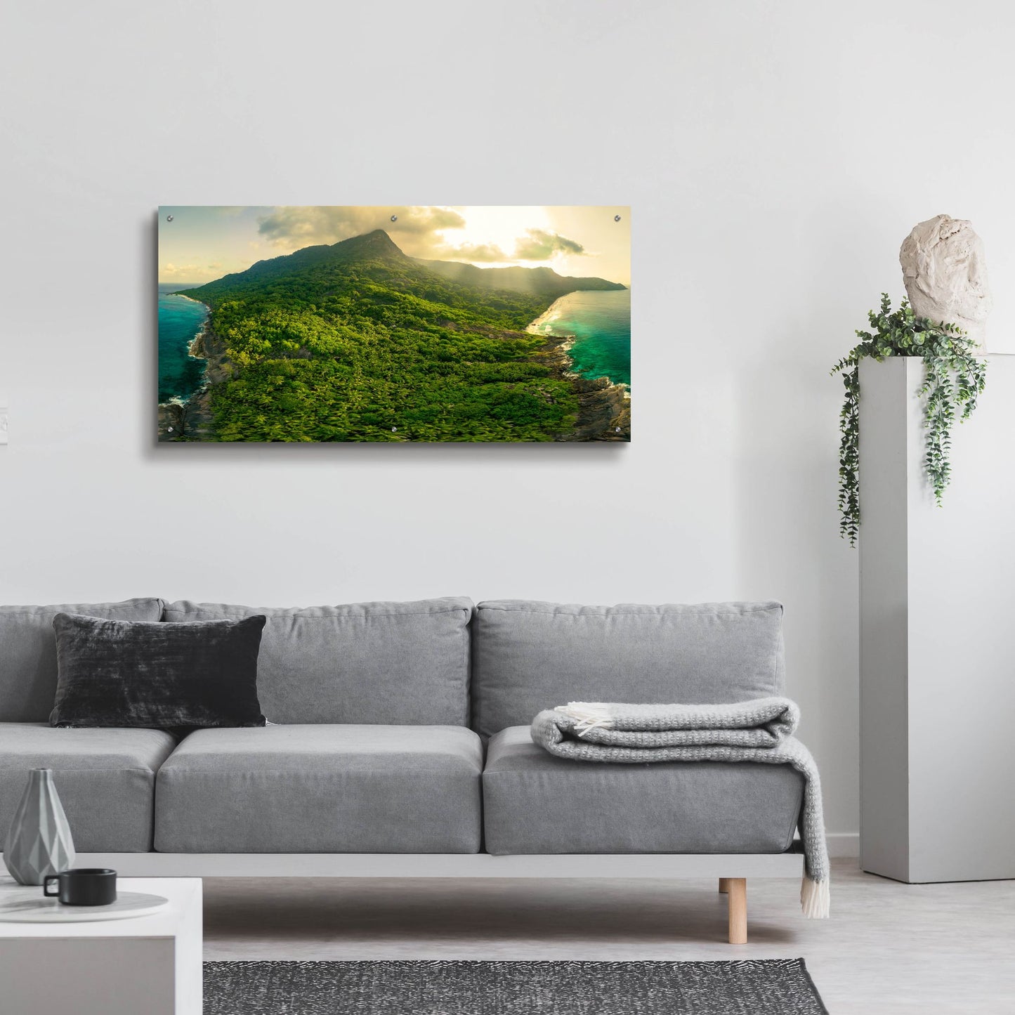 Epic Art 'Green Seychelles - Siloutte Island' by Epic Portfolio, Acrylic Glass Wall Art,48x24