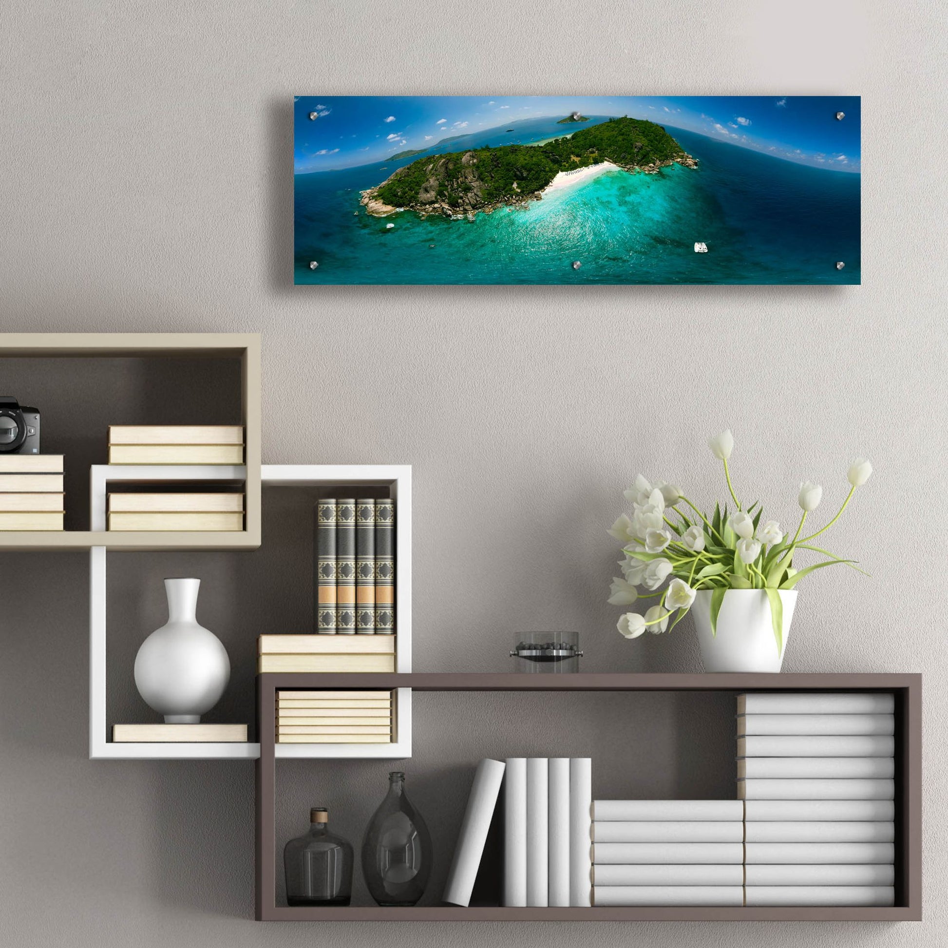 Epic Art 'Seychelles - Sister Island' by Epic Portfolio, Acrylic Glass Wall Art,36x12