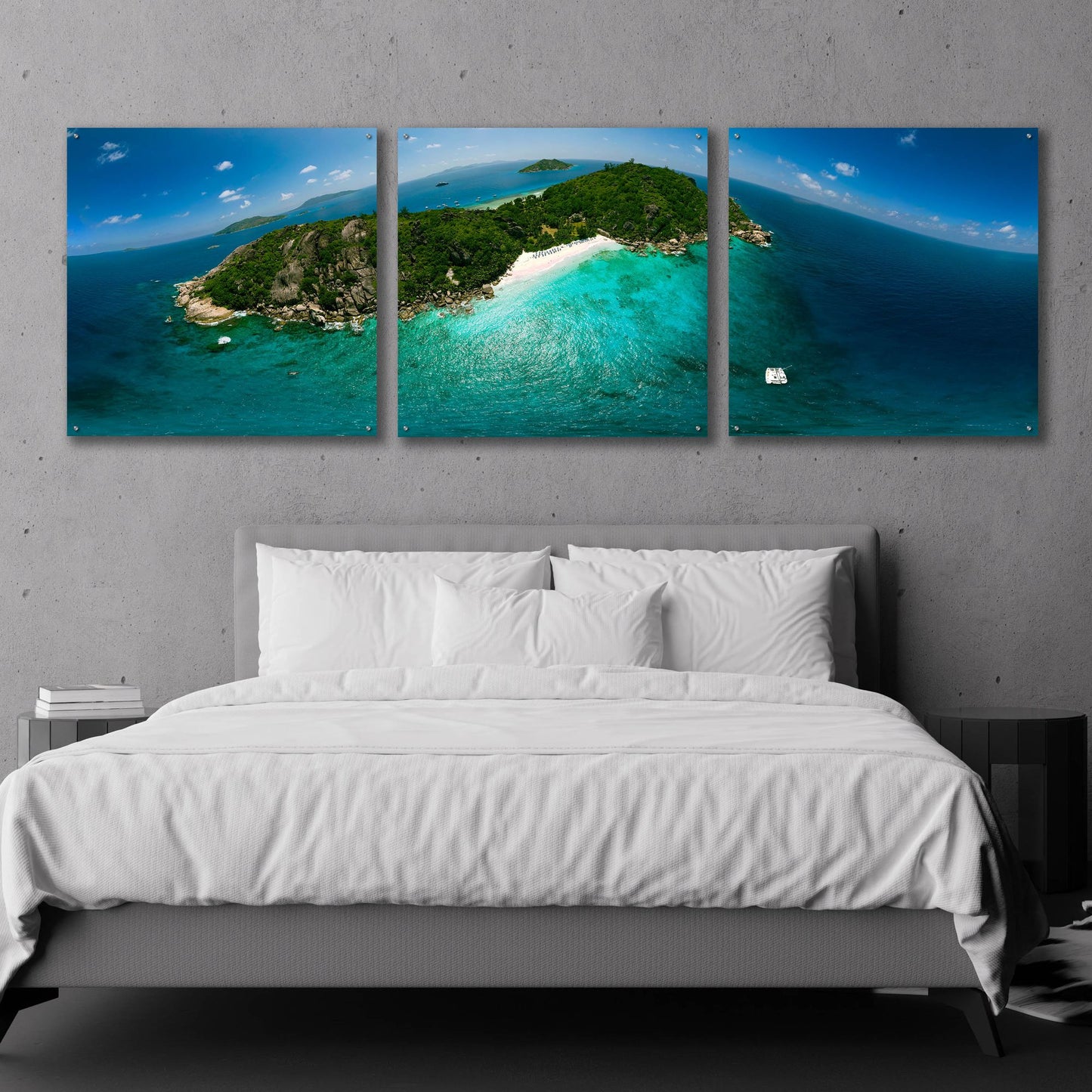 Epic Art 'Seychelles - Sister Island' by Epic Portfolio, Acrylic Glass Wall Art, 3 Piece Set,108x36