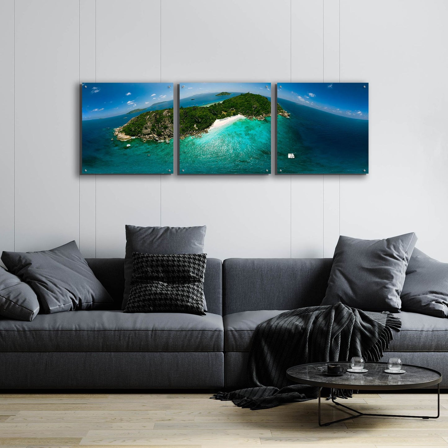 Epic Art 'Seychelles - Sister Island' by Epic Portfolio, Acrylic Glass Wall Art, 3 Piece Set,72x24