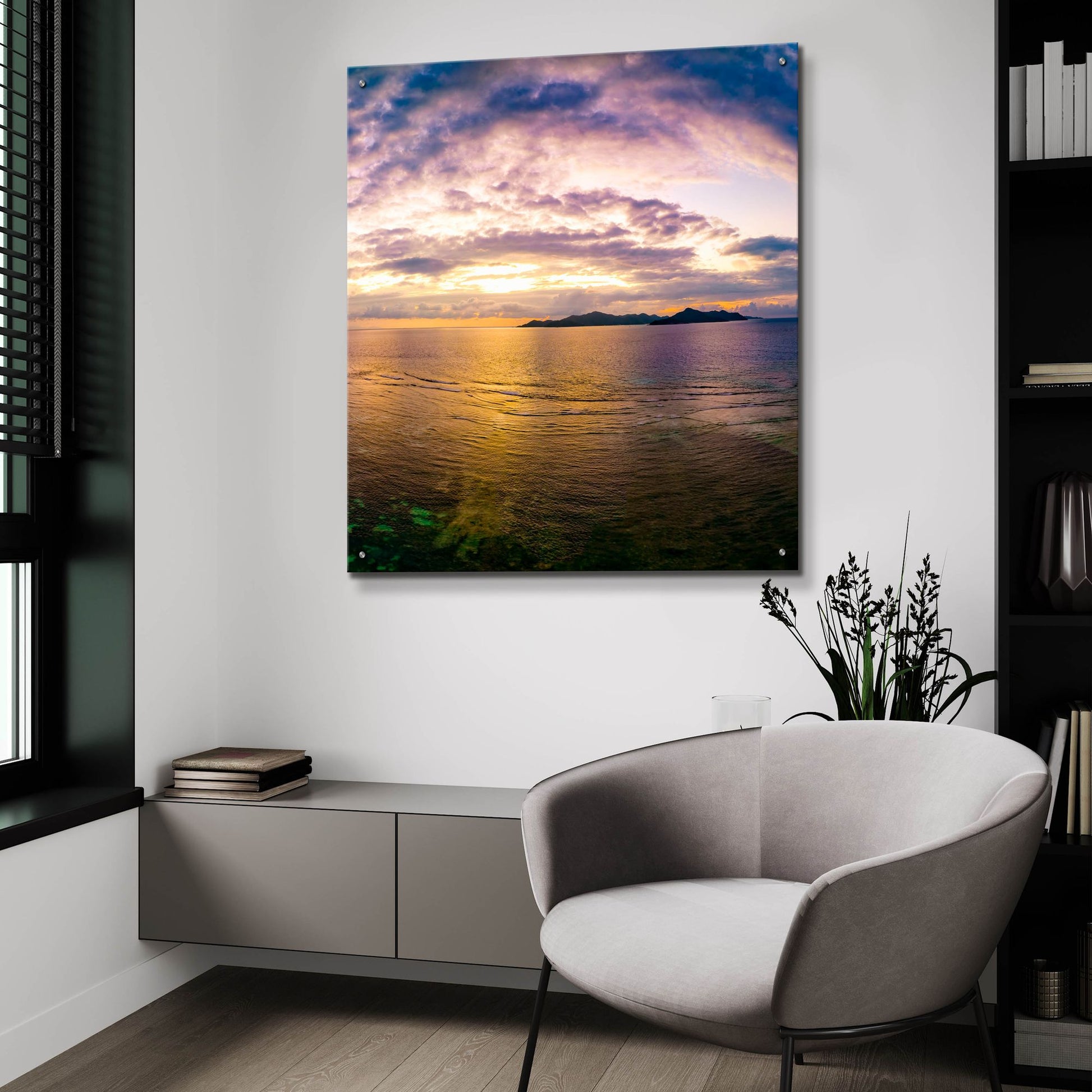 Epic Art 'Seychelles -Praslin Island Sunset' by Epic Portfolio, Acrylic Glass Wall Art,36x36