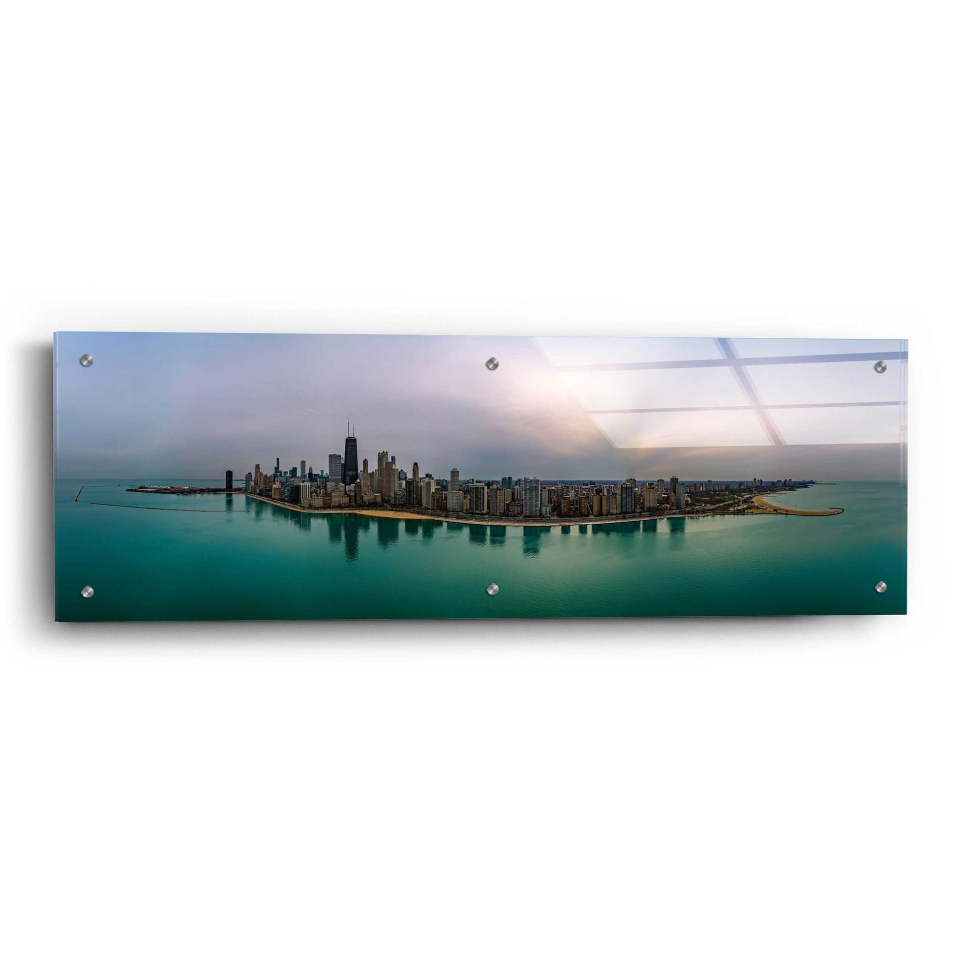 Epic Art 'Cloudy Winter in Chicago' by Epic Portfolio, Acrylic Glass Wall Art,36x12