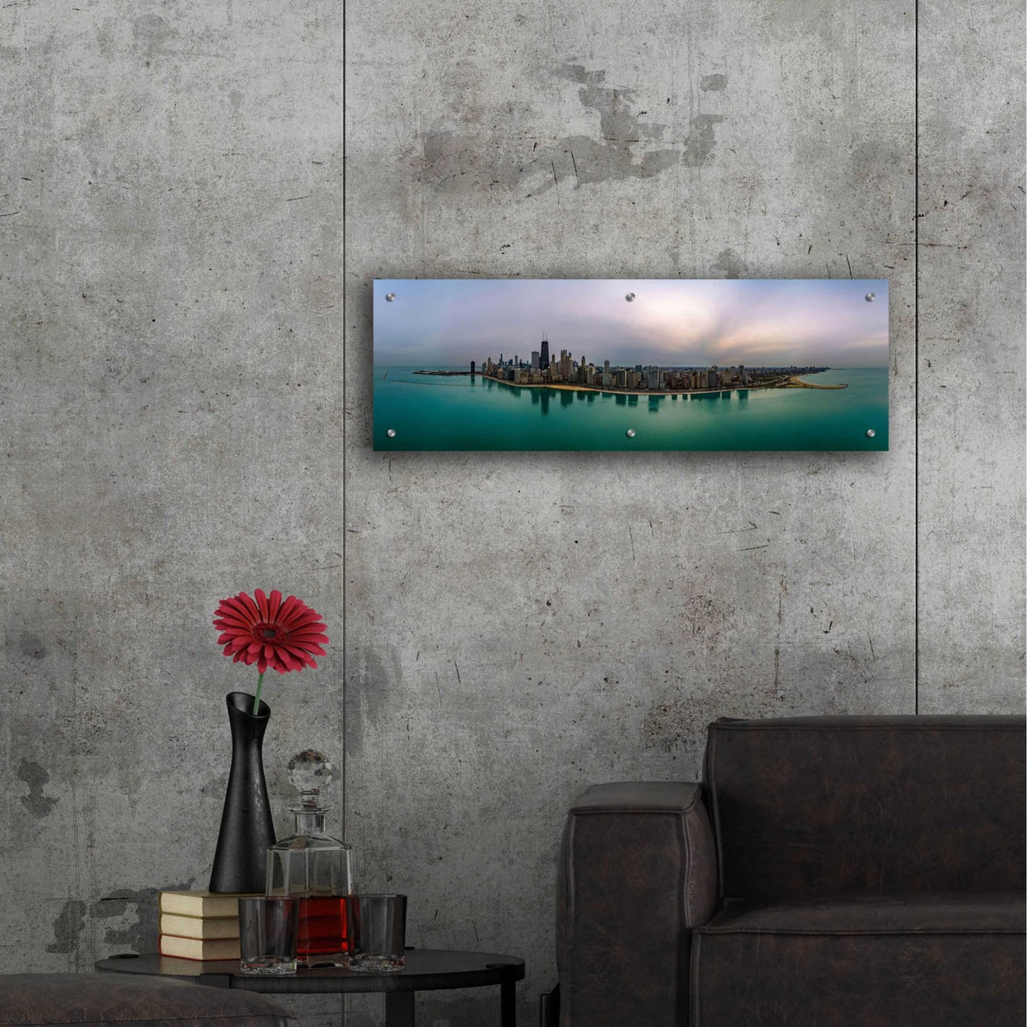 Epic Art 'Cloudy Winter in Chicago' by Epic Portfolio, Acrylic Glass Wall Art,36x12