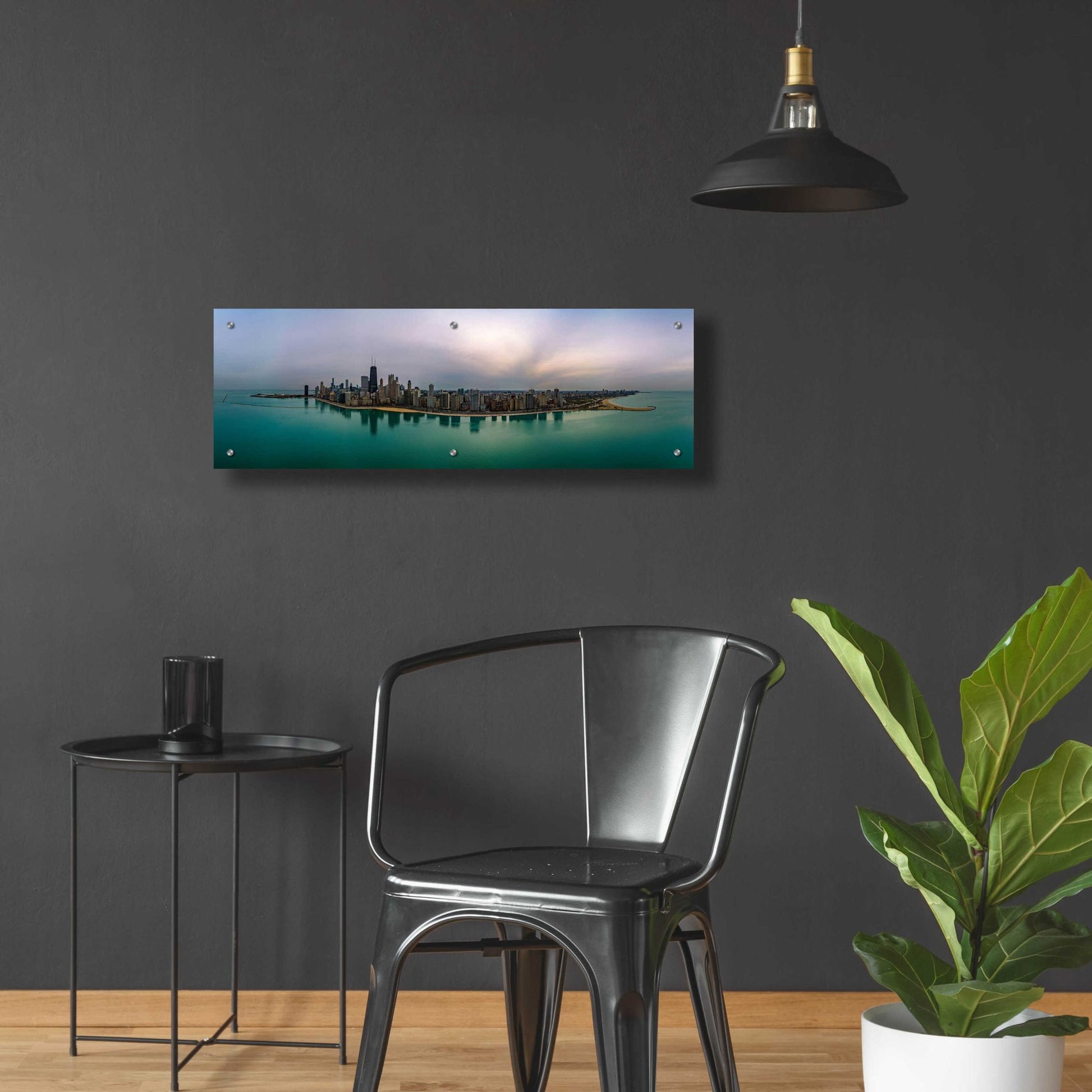 Epic Art 'Cloudy Winter in Chicago' by Epic Portfolio, Acrylic Glass Wall Art,36x12