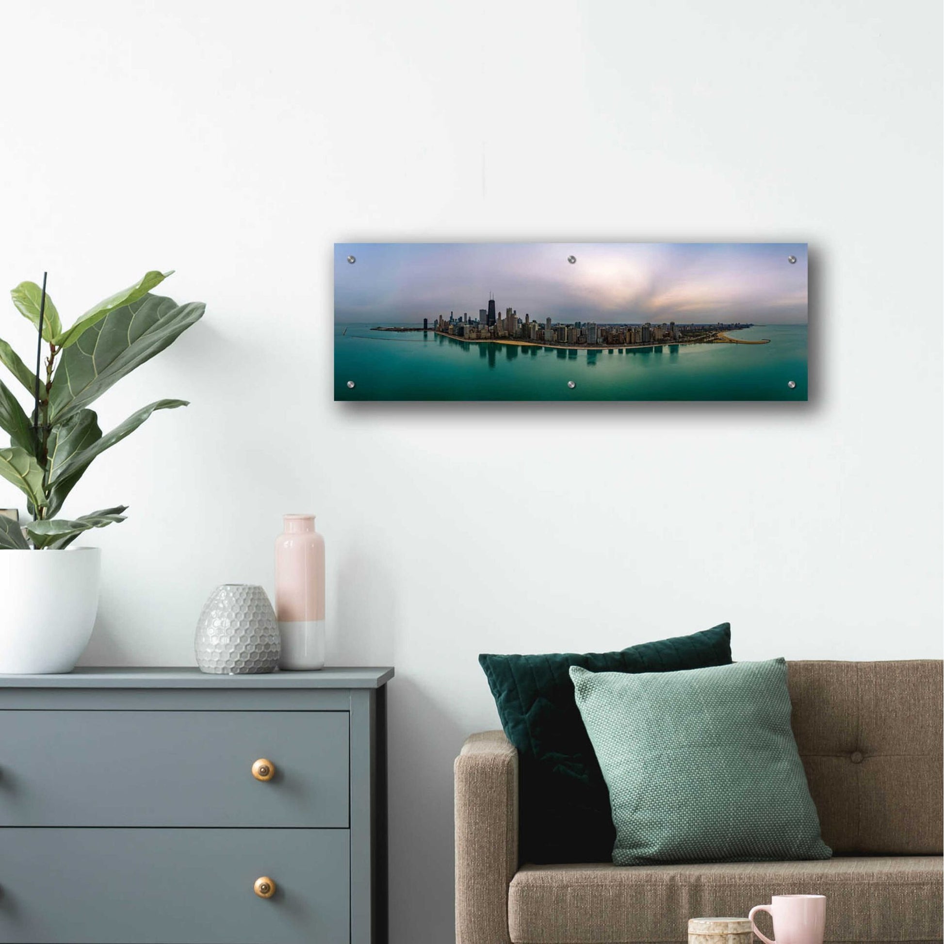 Epic Art 'Cloudy Winter in Chicago' by Epic Portfolio, Acrylic Glass Wall Art,36x12