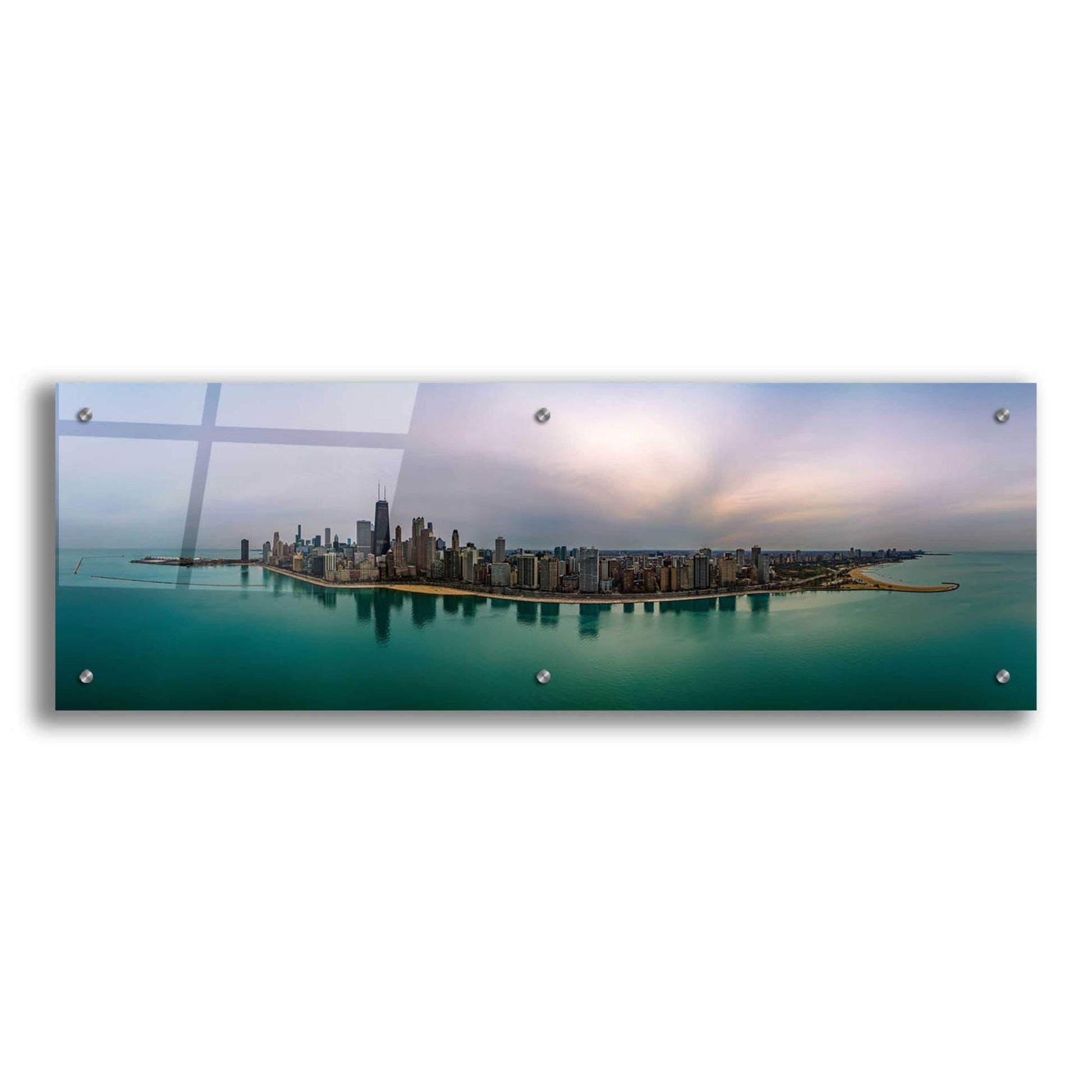 Epic Art 'Cloudy Winter in Chicago' by Epic Portfolio, Acrylic Glass Wall Art,36x12