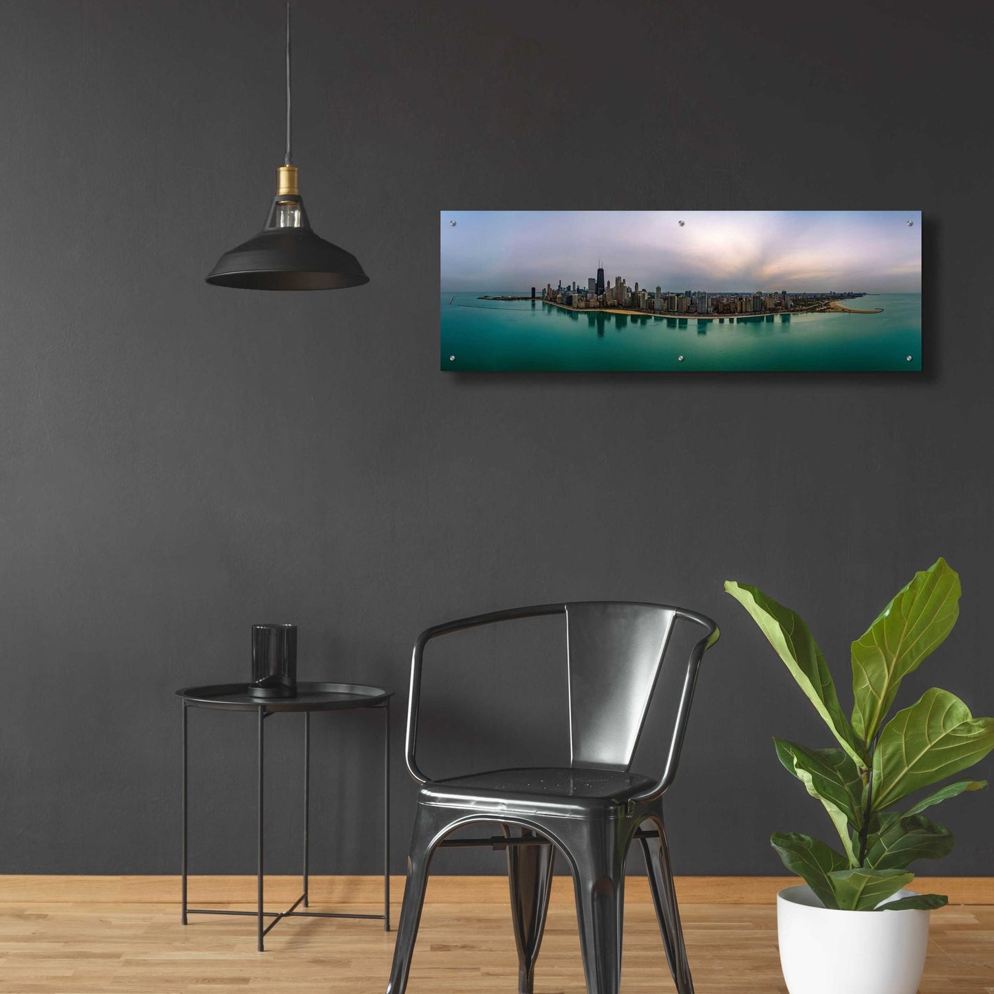 Epic Art 'Cloudy Winter in Chicago' by Epic Portfolio, Acrylic Glass Wall Art,48x16