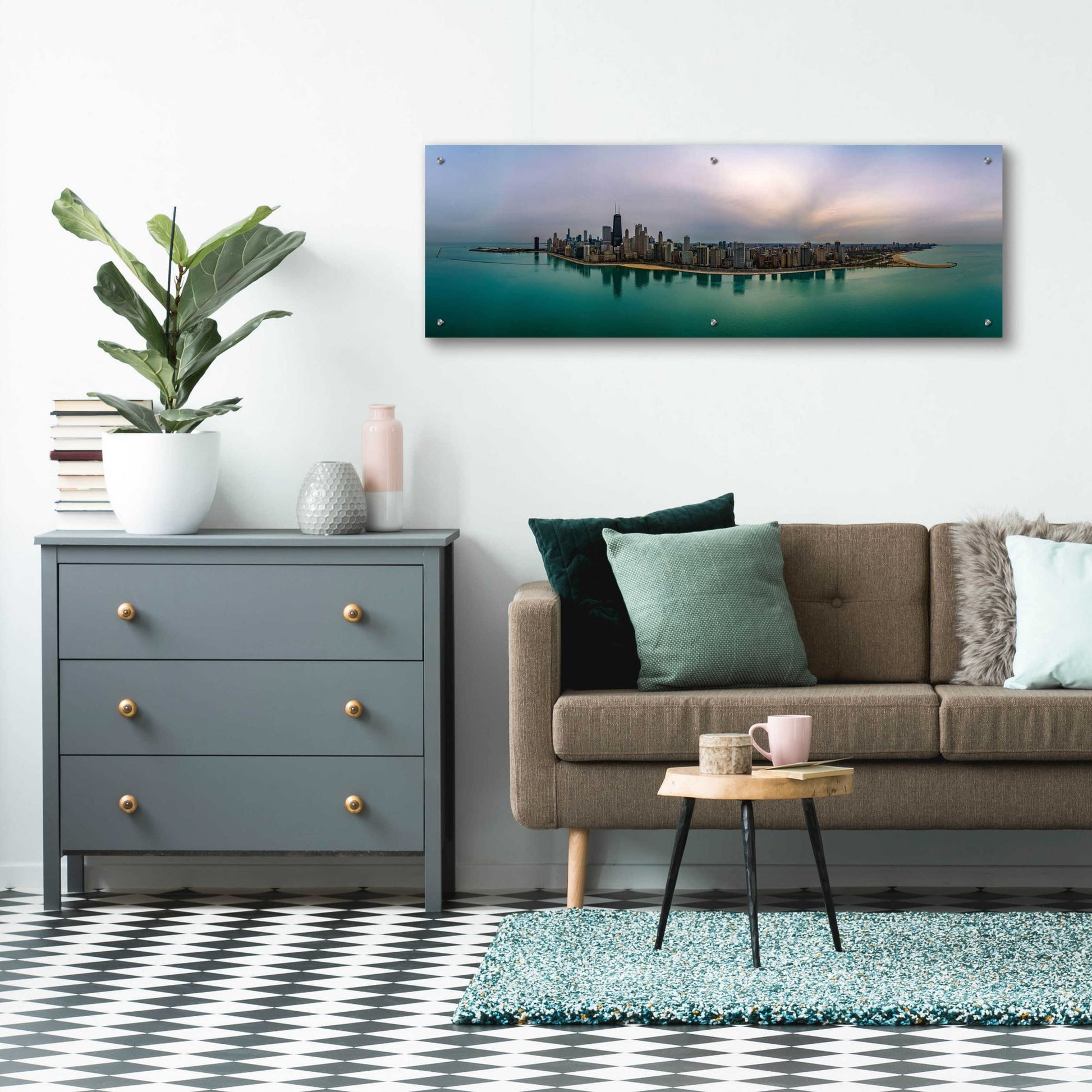 Epic Art 'Cloudy Winter in Chicago' by Epic Portfolio, Acrylic Glass Wall Art,48x16