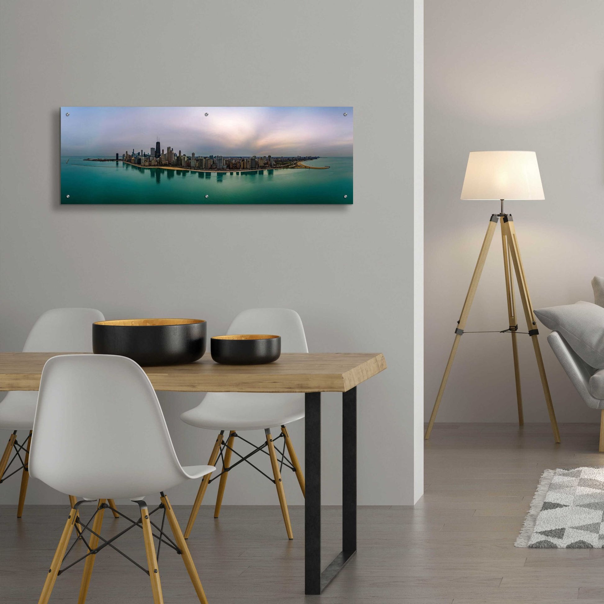 Epic Art 'Cloudy Winter in Chicago' by Epic Portfolio, Acrylic Glass Wall Art,48x16