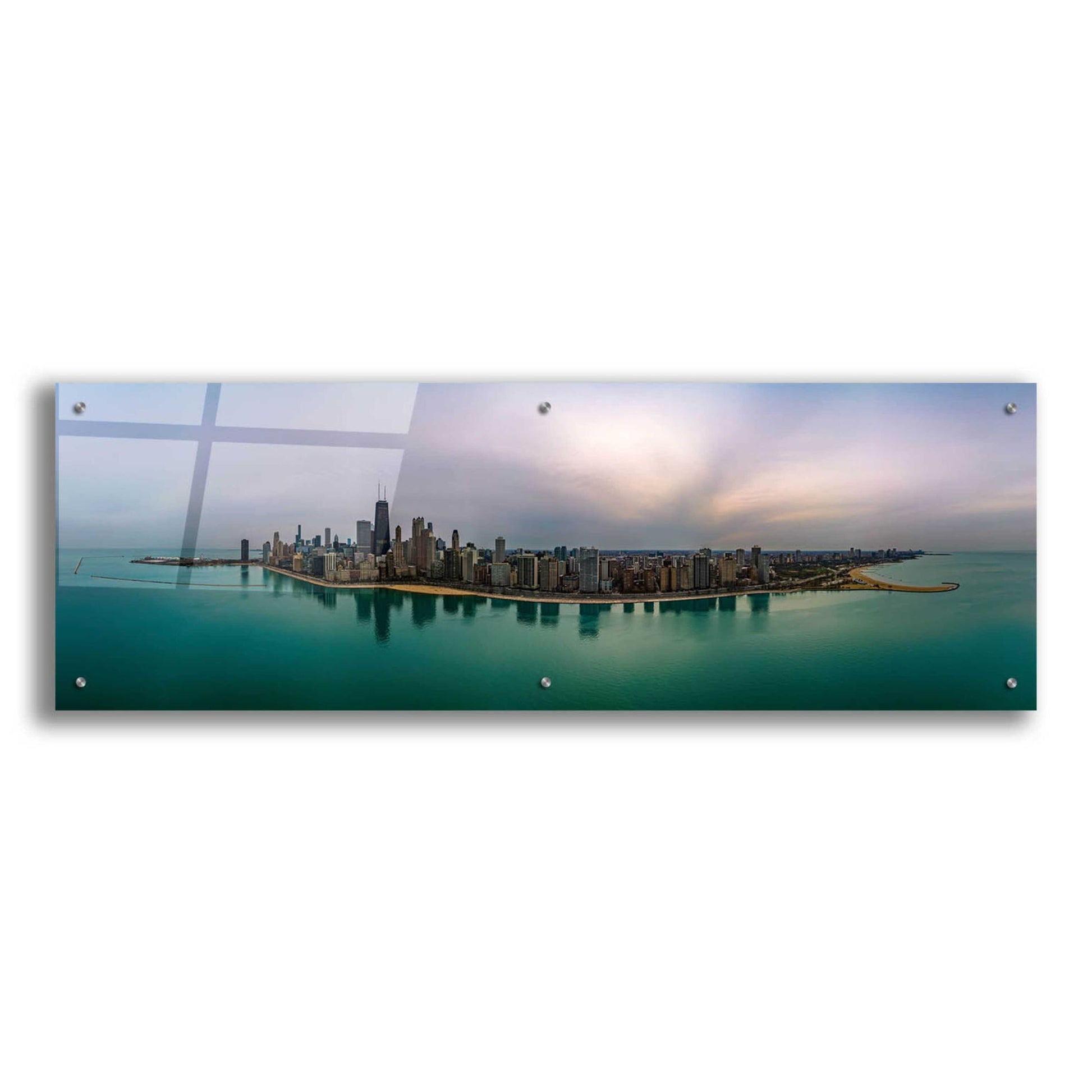 Epic Art 'Cloudy Winter in Chicago' by Epic Portfolio, Acrylic Glass Wall Art,48x16