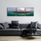 Epic Art 'Cloudy Winter in Chicago' by Epic Portfolio, Acrylic Glass Wall Art, 3 Piece Set,72x24