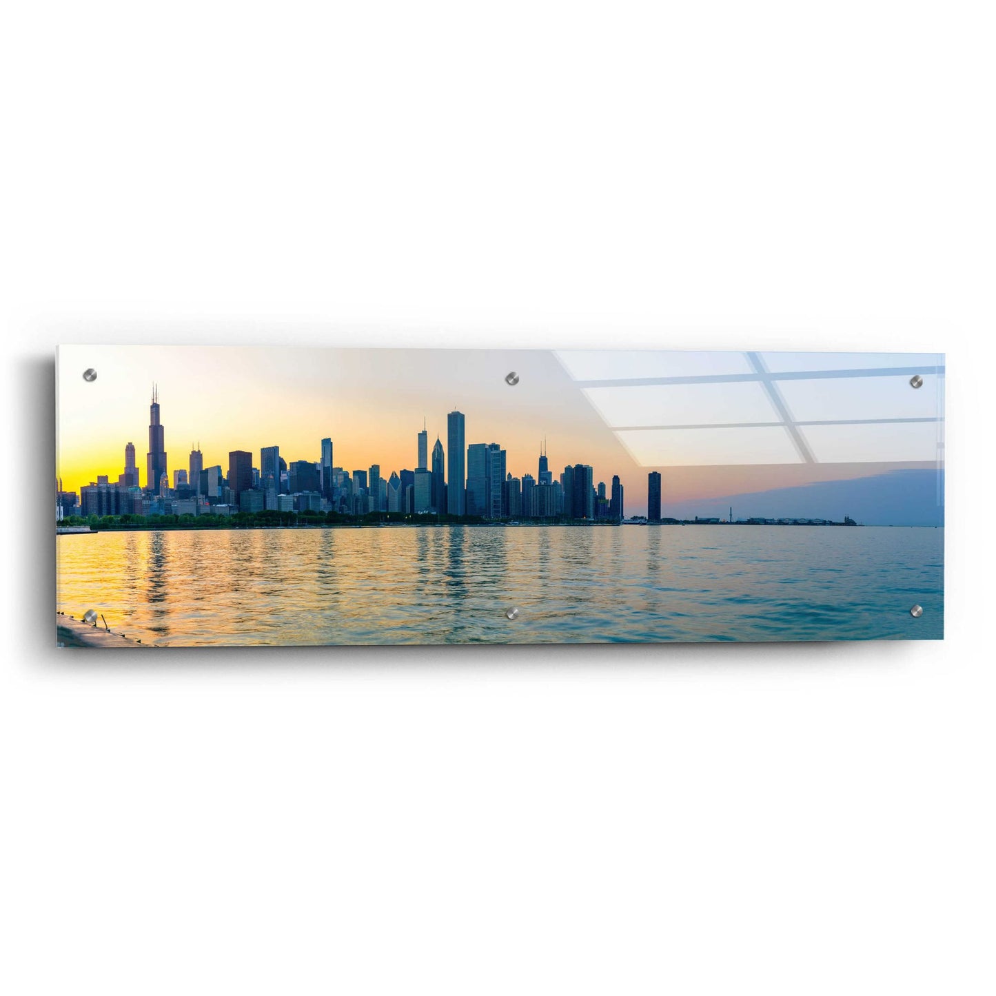 Epic Art 'Good Morning Chicago' by Epic Portfolio, Acrylic Glass Wall Art,36x12