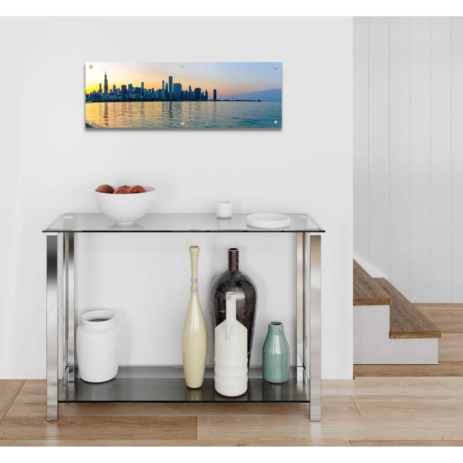 Epic Art 'Good Morning Chicago' by Epic Portfolio, Acrylic Glass Wall Art,36x12