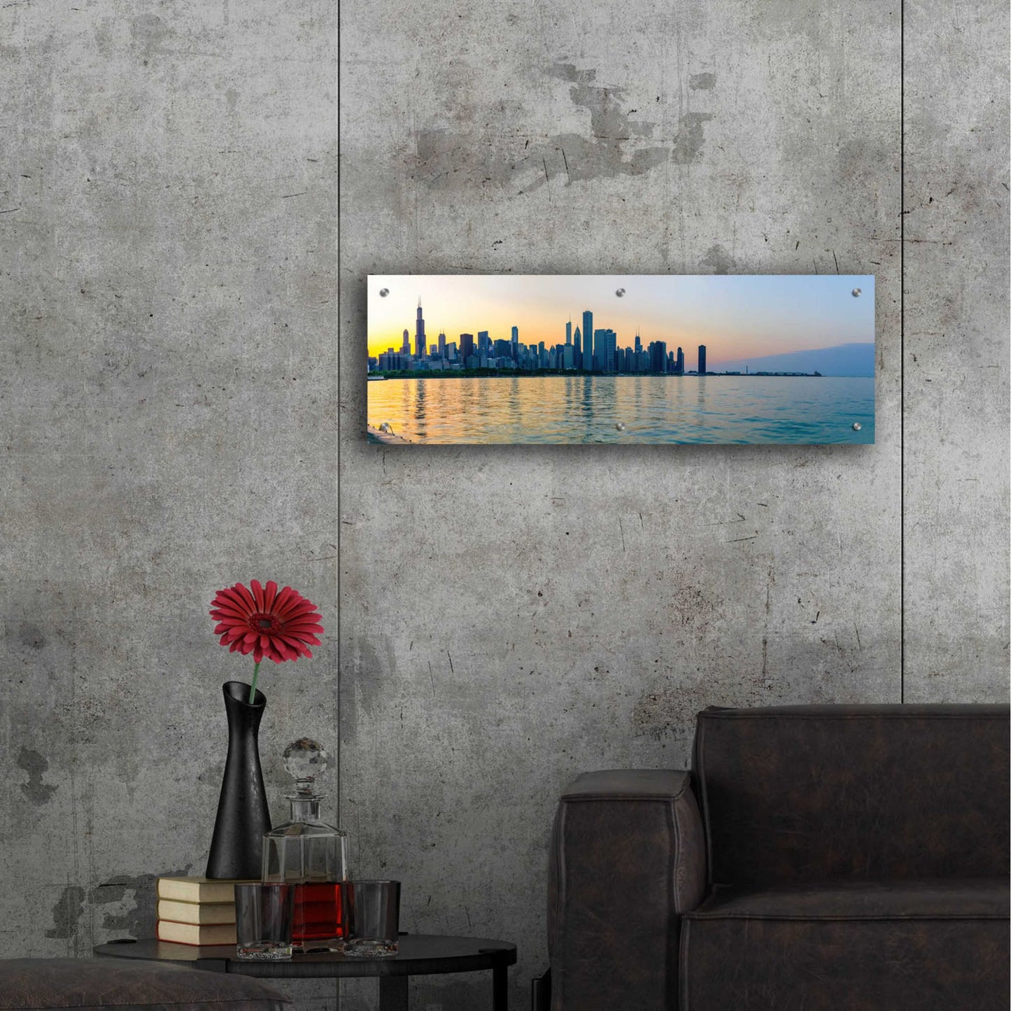 Epic Art 'Good Morning Chicago' by Epic Portfolio, Acrylic Glass Wall Art,36x12