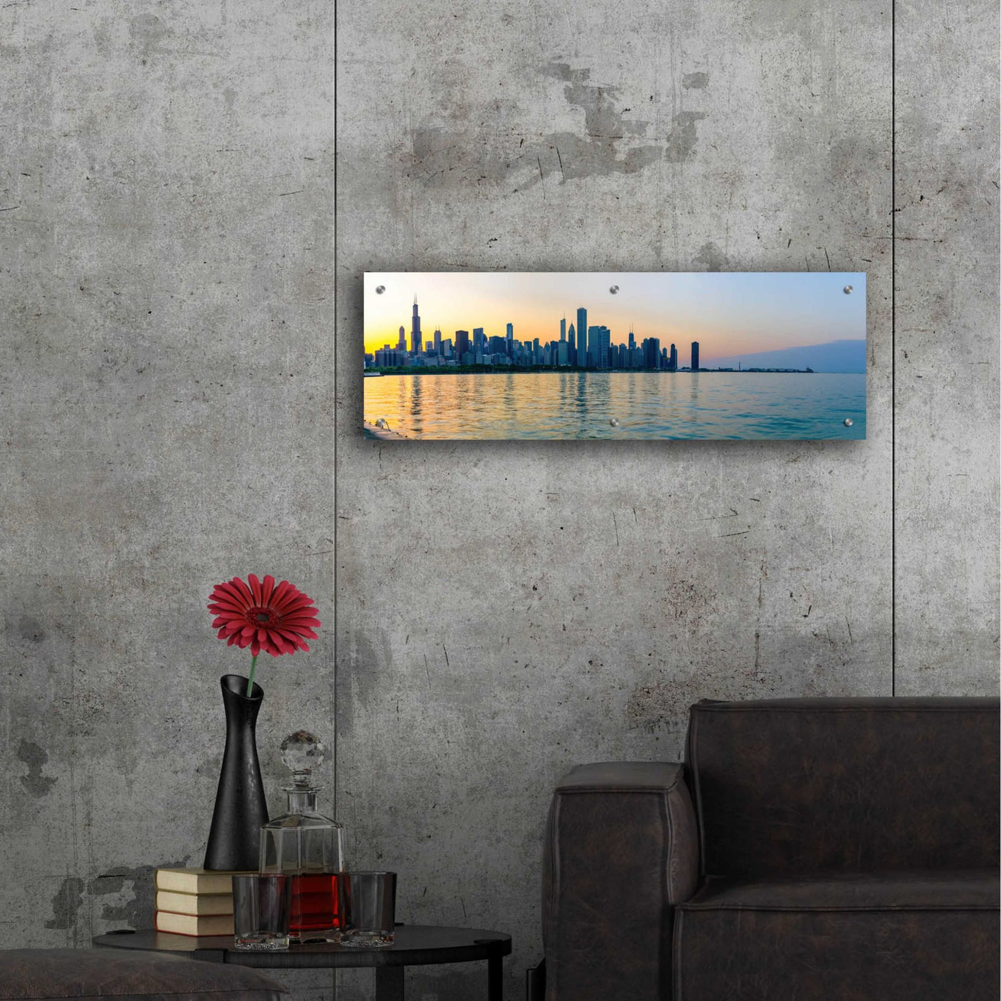 Epic Art 'Good Morning Chicago' by Epic Portfolio, Acrylic Glass Wall Art,36x12