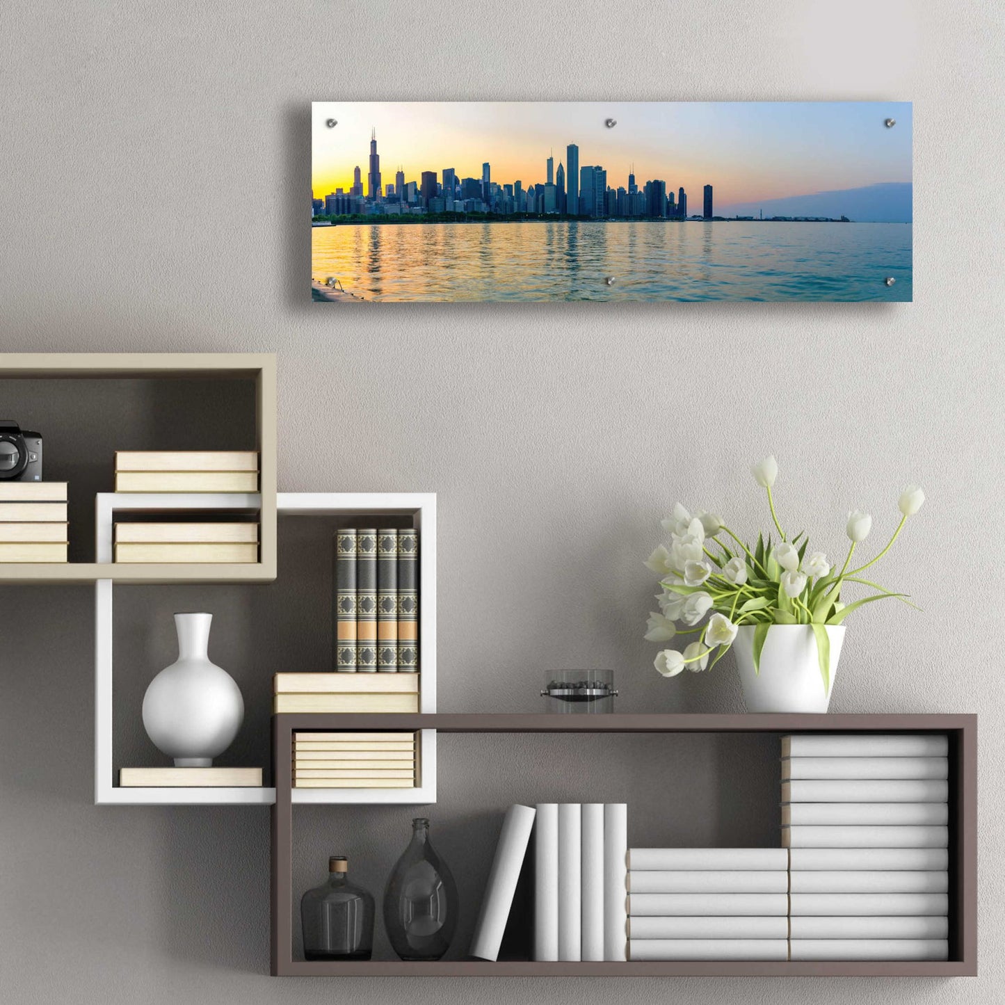 Epic Art 'Good Morning Chicago' by Epic Portfolio, Acrylic Glass Wall Art,36x12