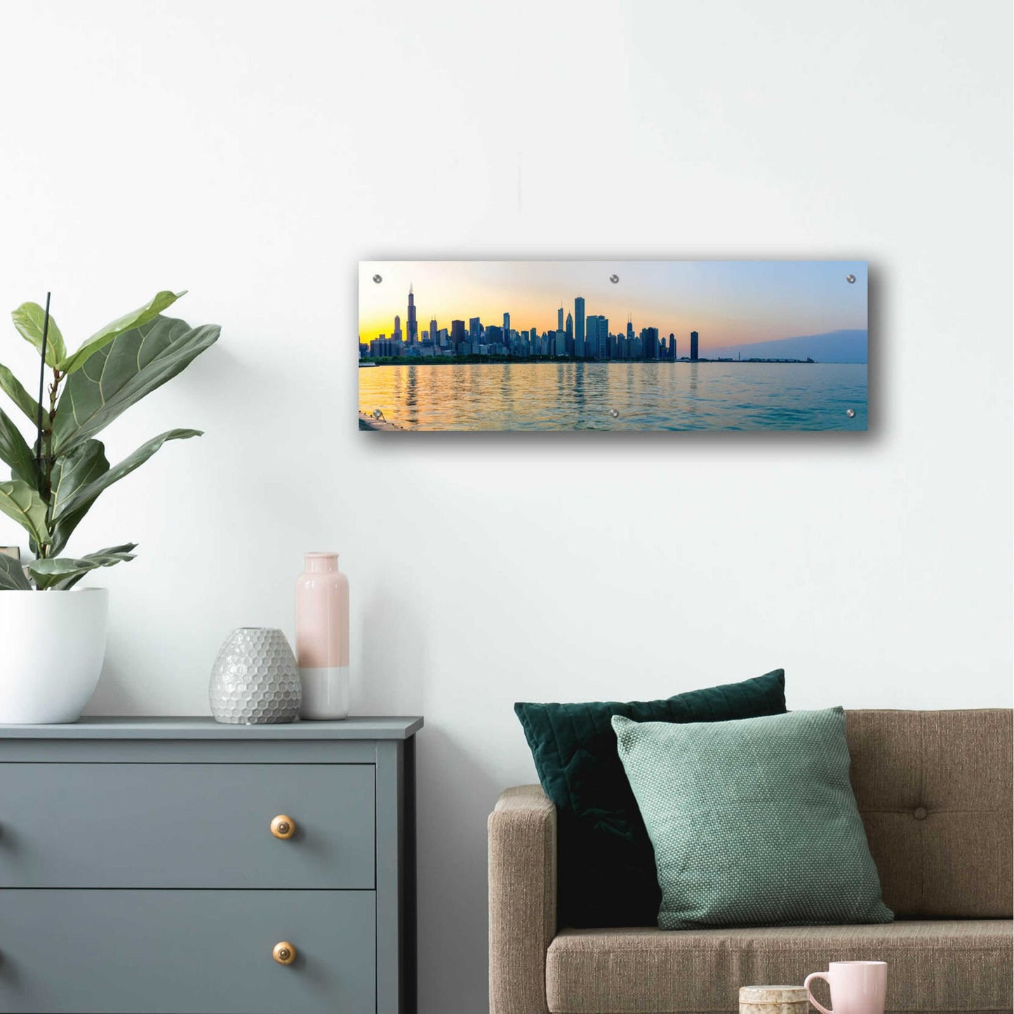 Epic Art 'Good Morning Chicago' by Epic Portfolio, Acrylic Glass Wall Art,36x12