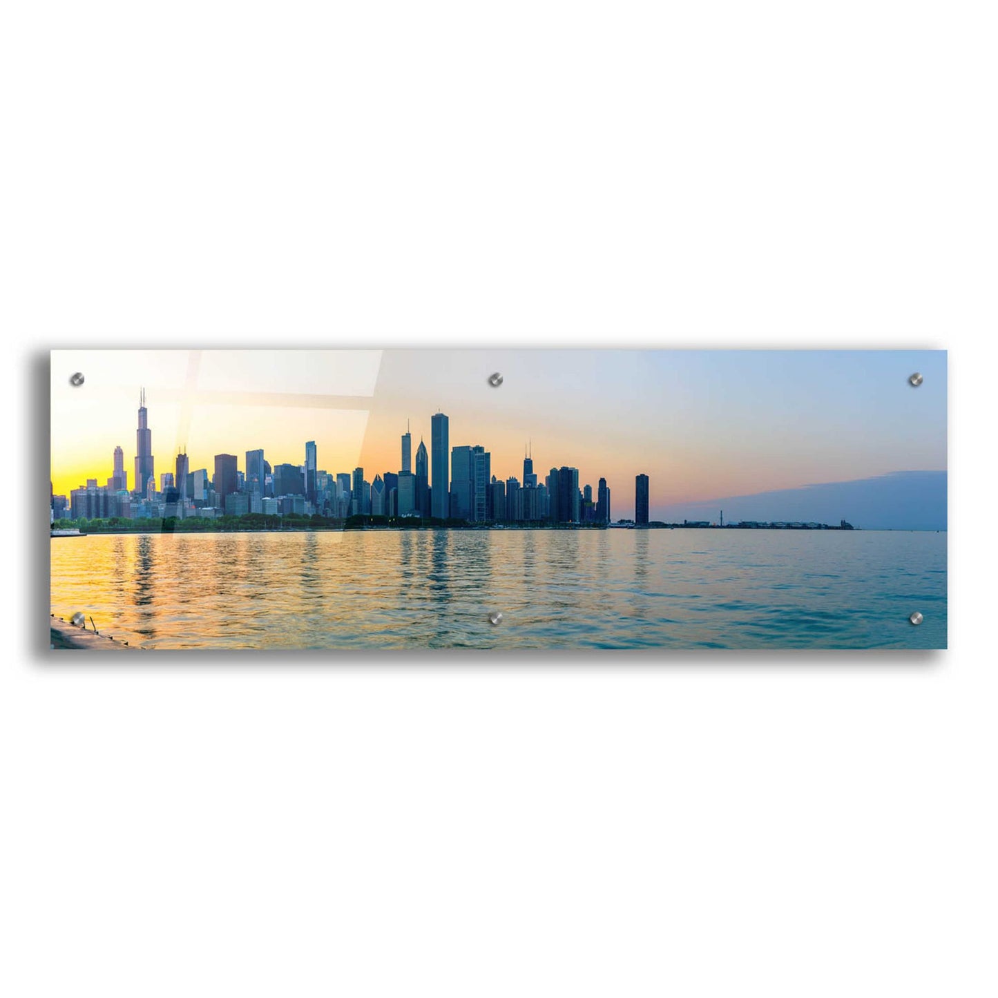 Epic Art 'Good Morning Chicago' by Epic Portfolio, Acrylic Glass Wall Art,36x12