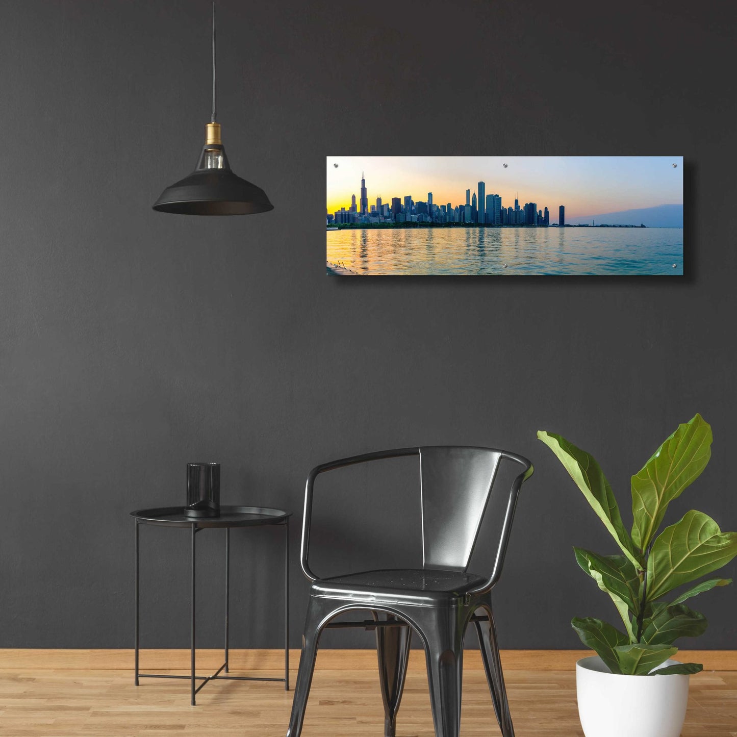 Epic Art 'Good Morning Chicago' by Epic Portfolio, Acrylic Glass Wall Art,48x16