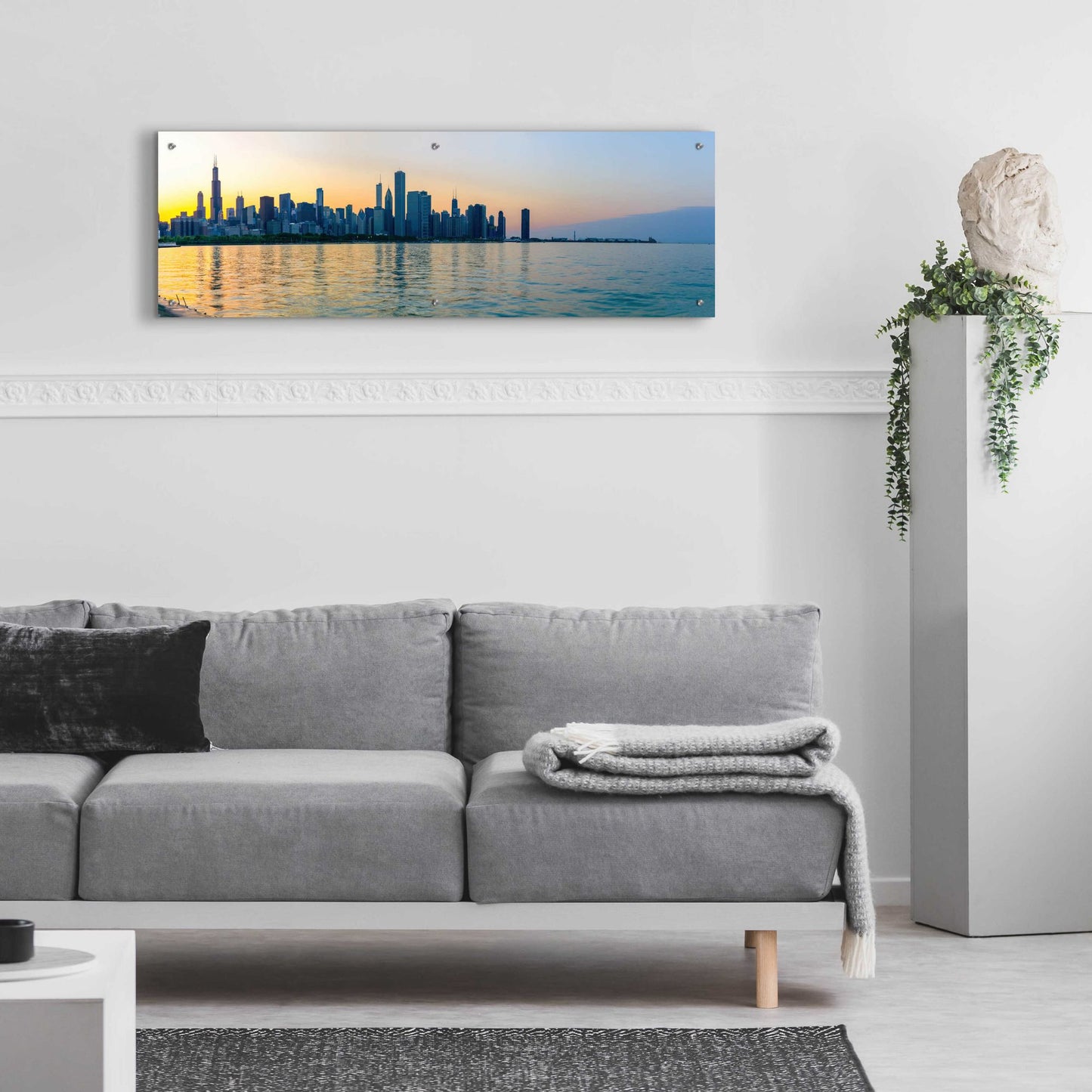 Epic Art 'Good Morning Chicago' by Epic Portfolio, Acrylic Glass Wall Art,48x16