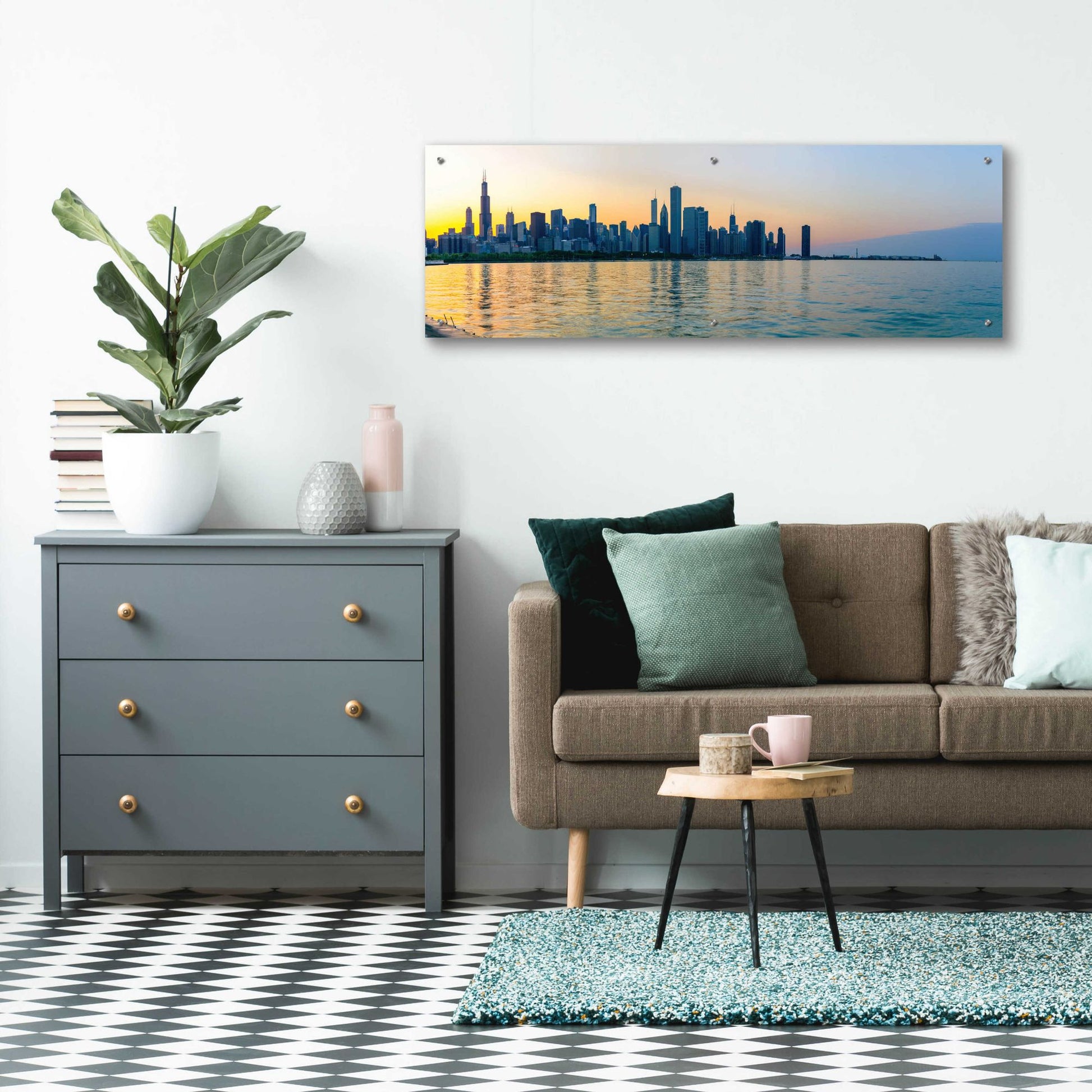 Epic Art 'Good Morning Chicago' by Epic Portfolio, Acrylic Glass Wall Art,48x16