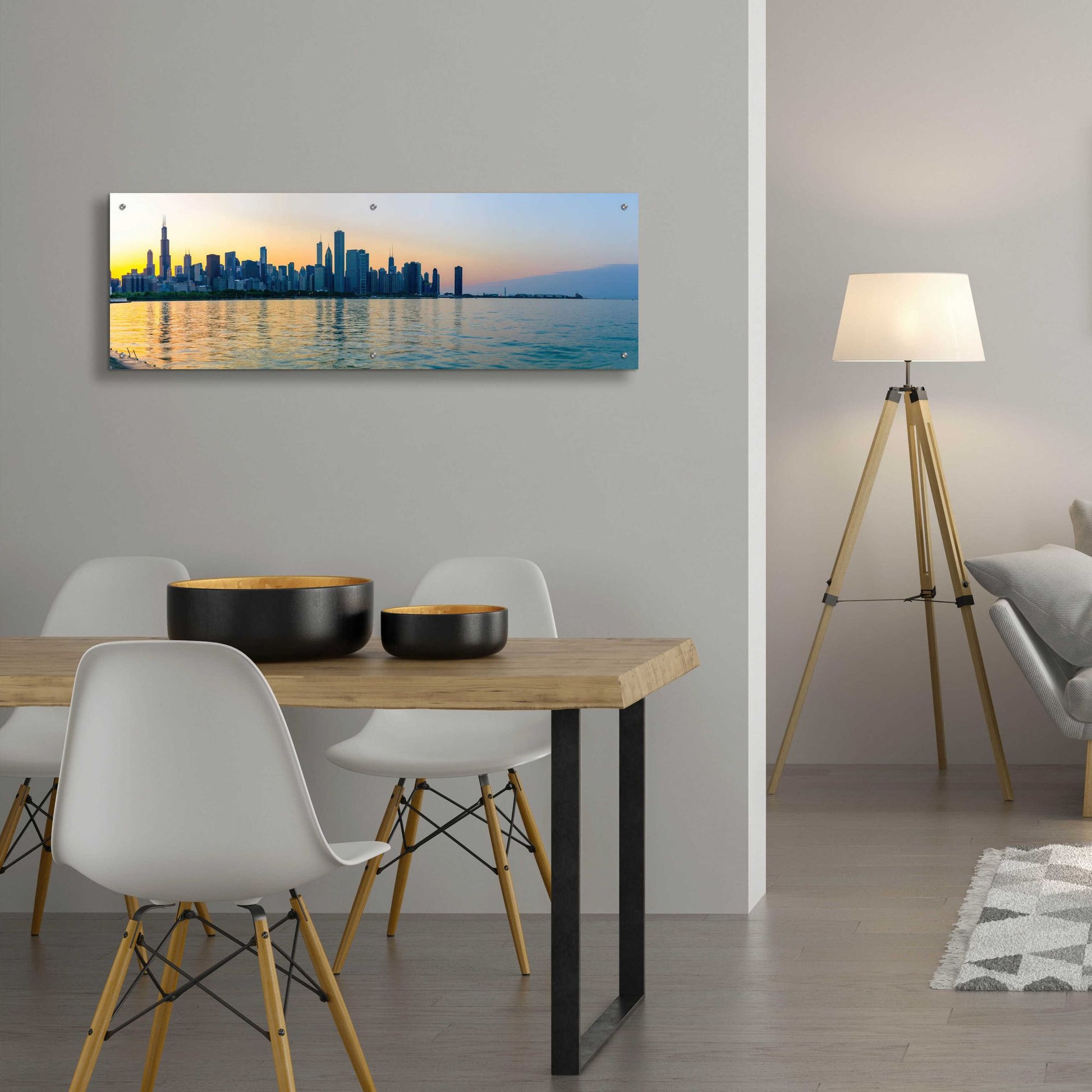 Epic Art 'Good Morning Chicago' by Epic Portfolio, Acrylic Glass Wall Art,48x16