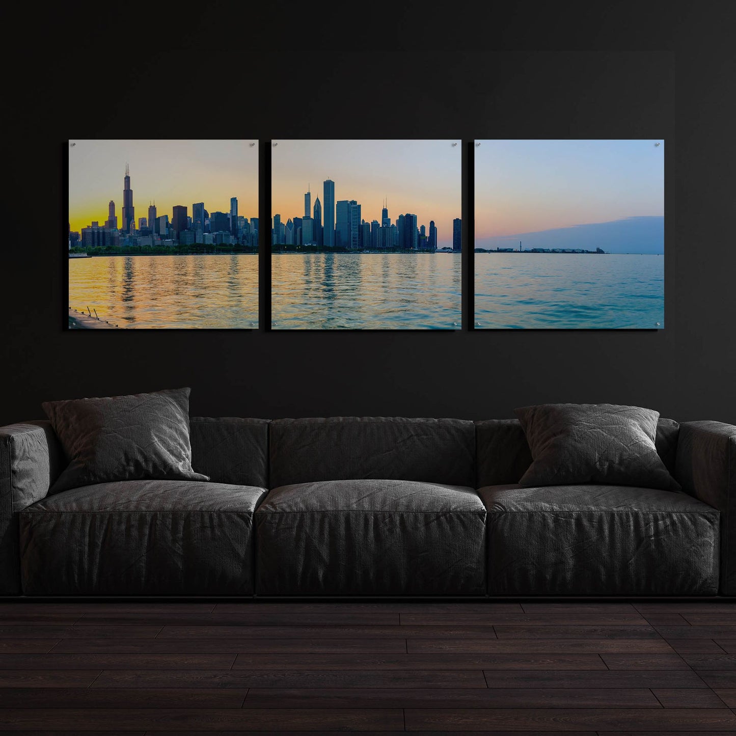 Epic Art 'Good Morning Chicago' by Epic Portfolio, Acrylic Glass Wall Art, 3 Piece Set,108x36