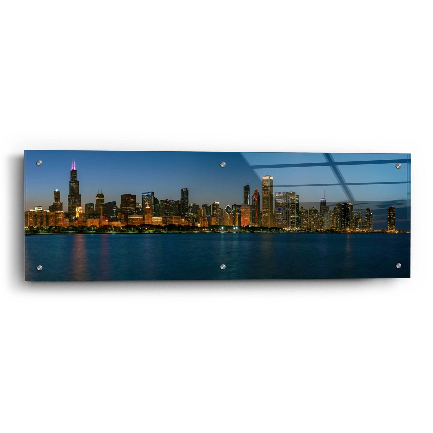 Epic Art 'Good Night Chicago' by Epic Portfolio, Acrylic Glass Wall Art,36x12