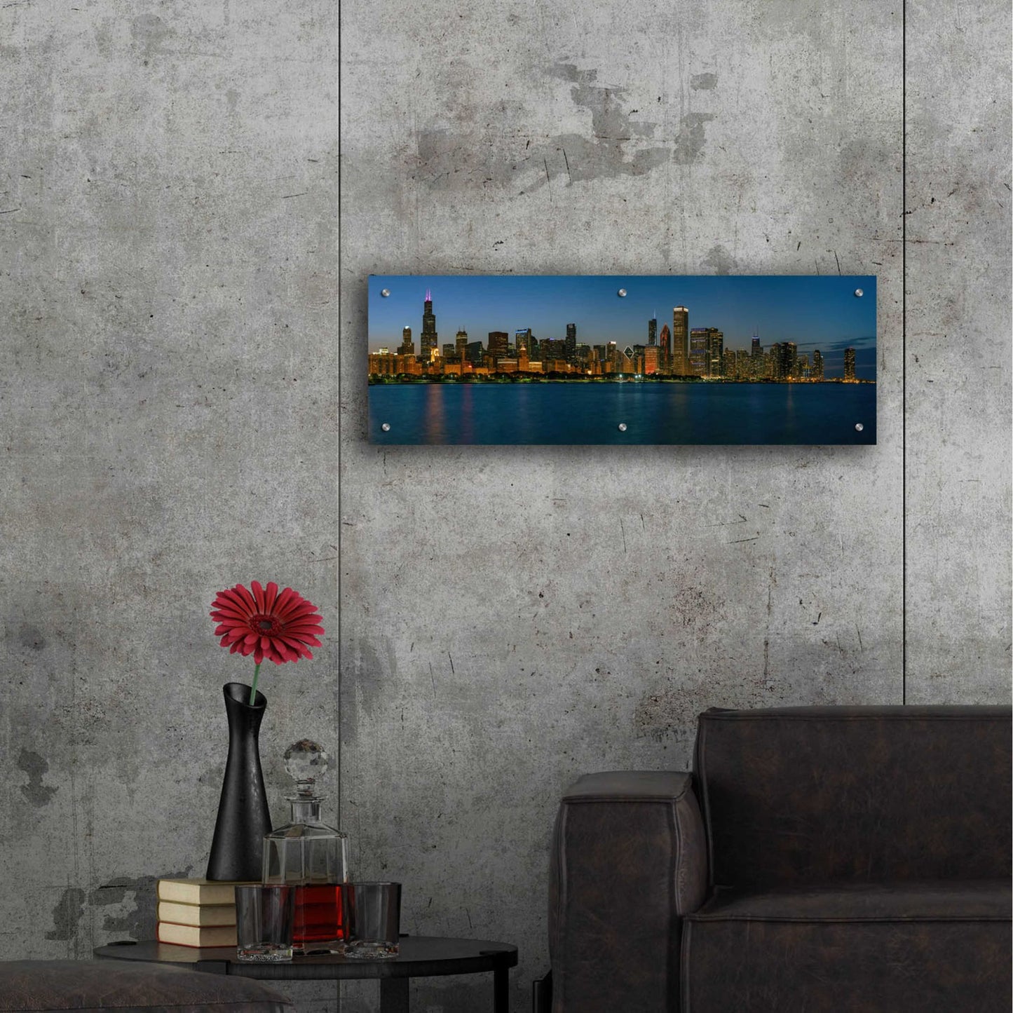 Epic Art 'Good Night Chicago' by Epic Portfolio, Acrylic Glass Wall Art,36x12