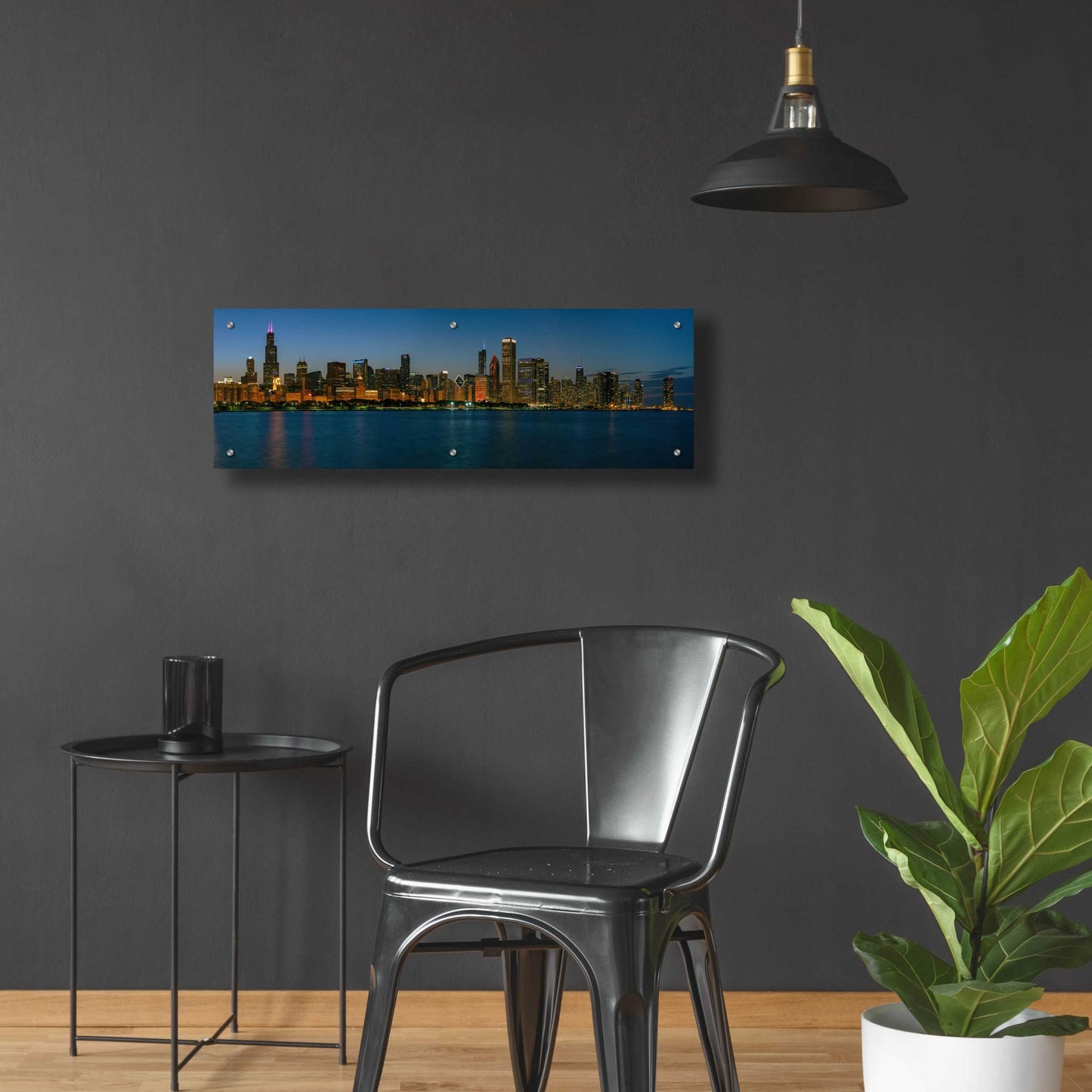 Epic Art 'Good Night Chicago' by Epic Portfolio, Acrylic Glass Wall Art,36x12