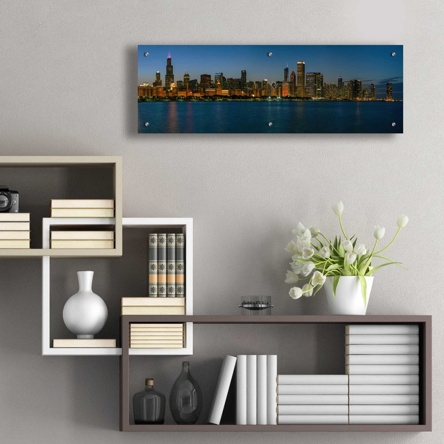 Epic Art 'Good Night Chicago' by Epic Portfolio, Acrylic Glass Wall Art,36x12