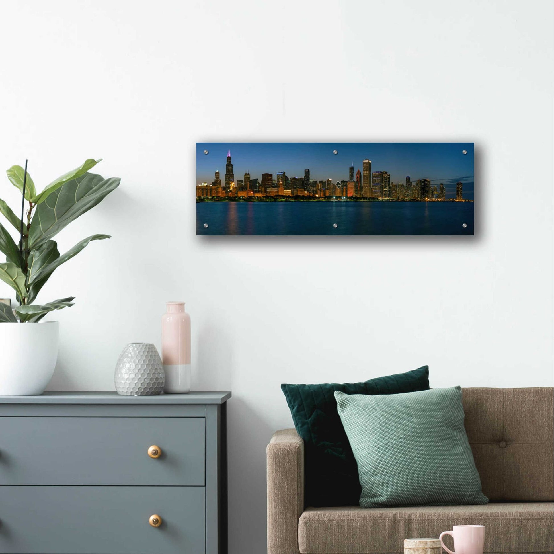 Epic Art 'Good Night Chicago' by Epic Portfolio, Acrylic Glass Wall Art,36x12