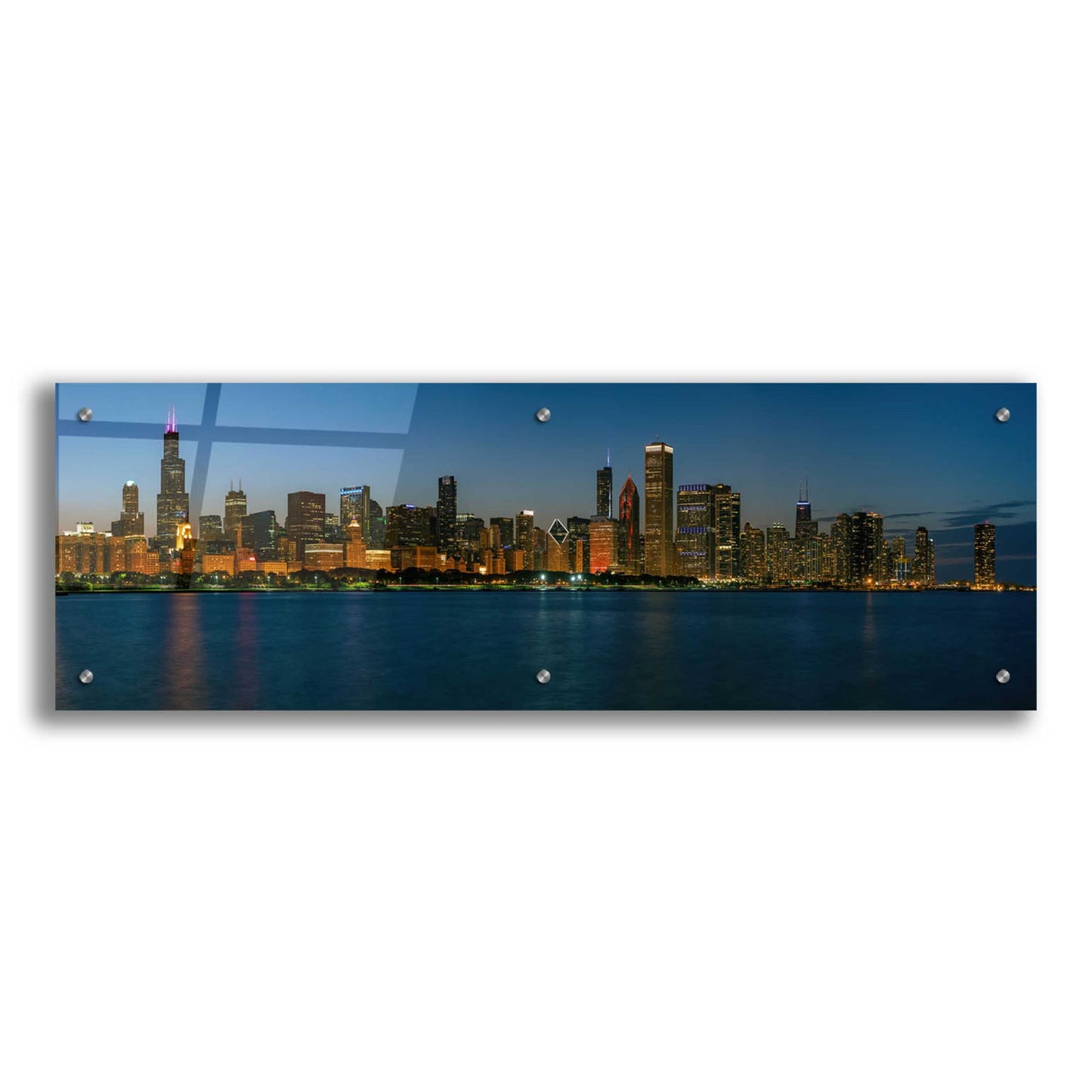 Epic Art 'Good Night Chicago' by Epic Portfolio, Acrylic Glass Wall Art,36x12