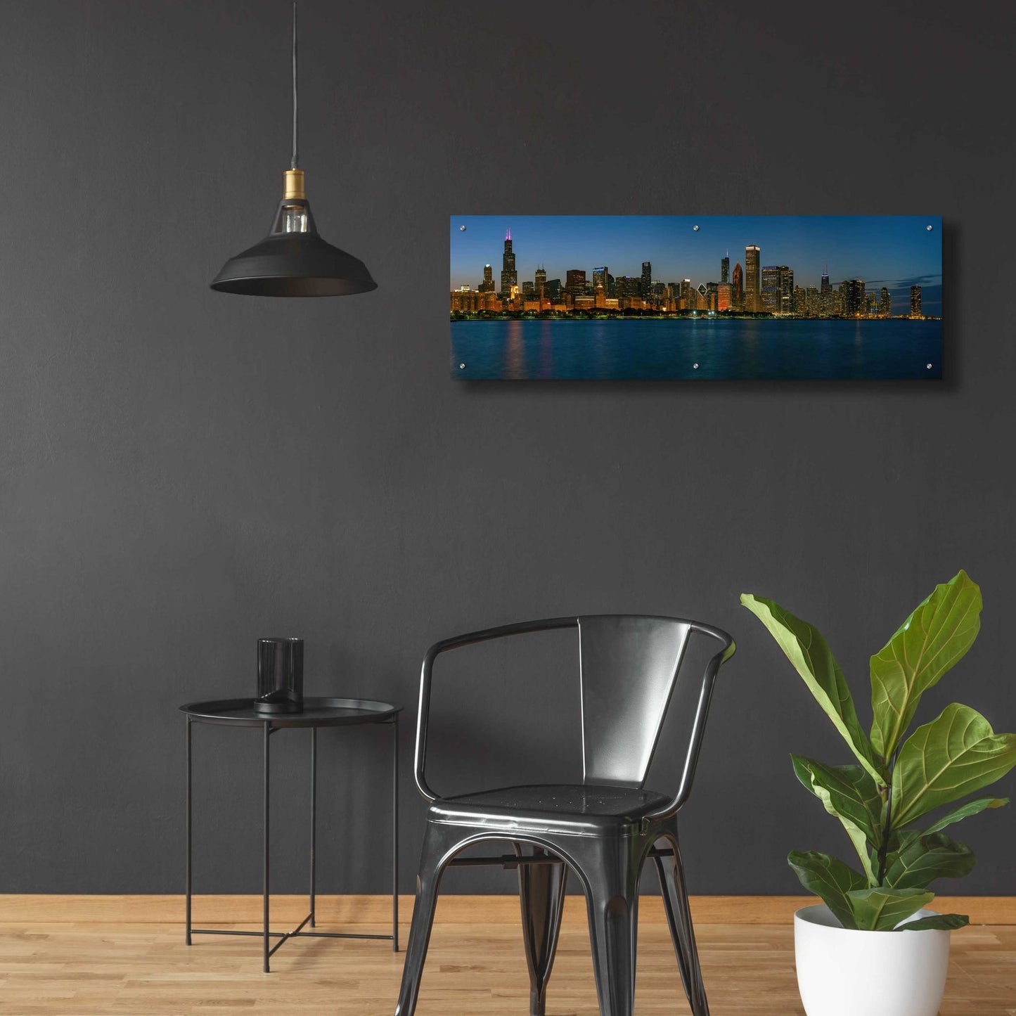 Epic Art 'Good Night Chicago' by Epic Portfolio, Acrylic Glass Wall Art,48x16