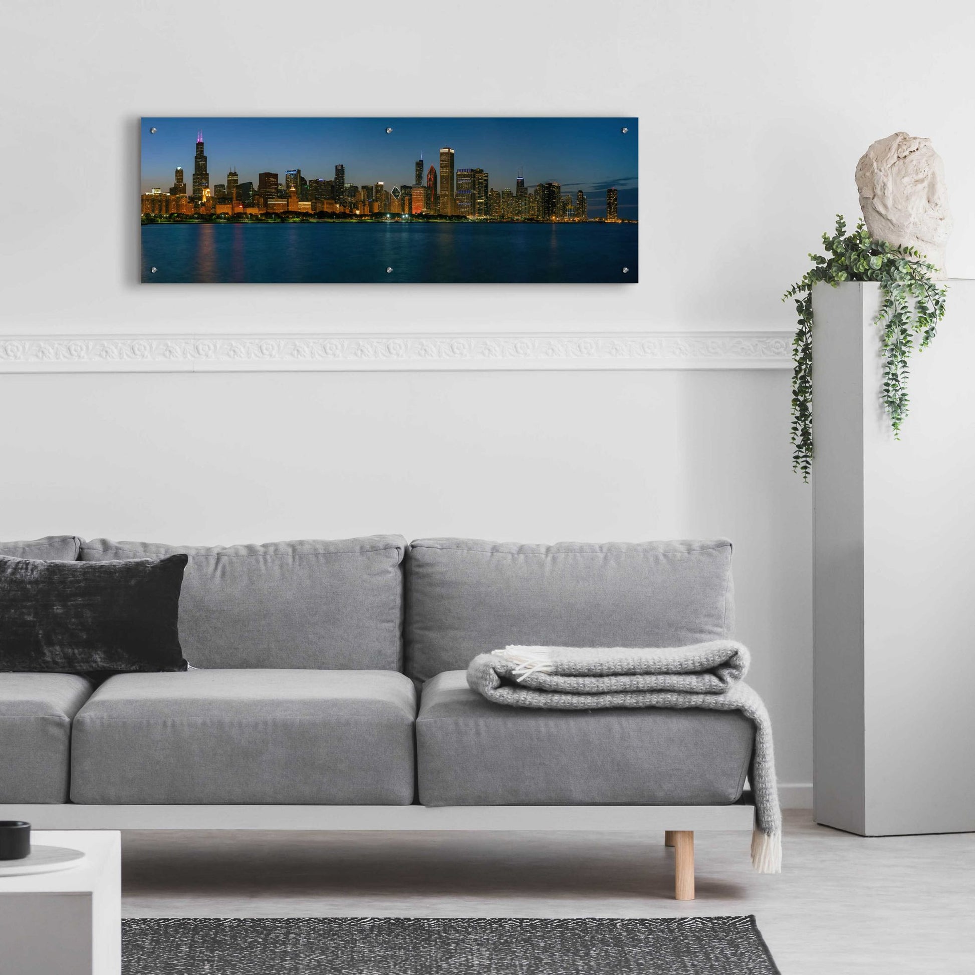 Epic Art 'Good Night Chicago' by Epic Portfolio, Acrylic Glass Wall Art,48x16