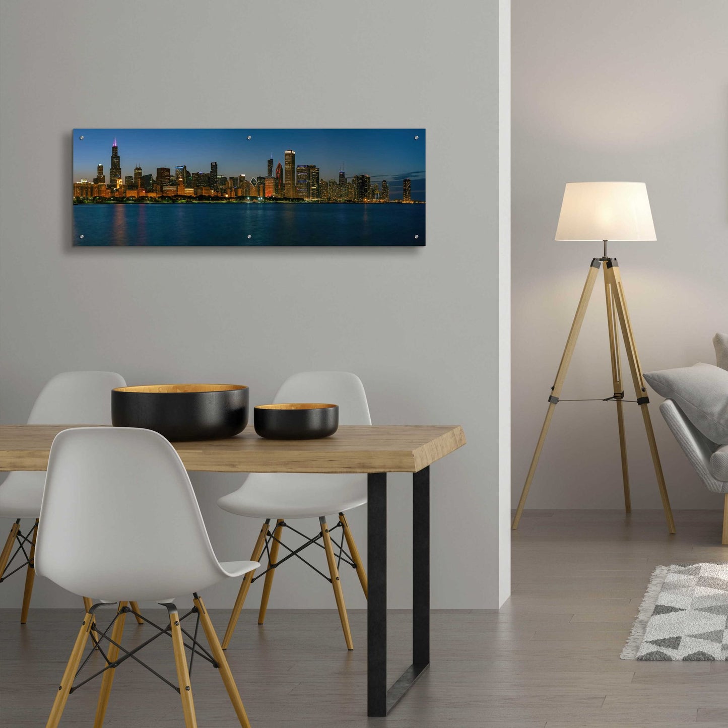 Epic Art 'Good Night Chicago' by Epic Portfolio, Acrylic Glass Wall Art,48x16