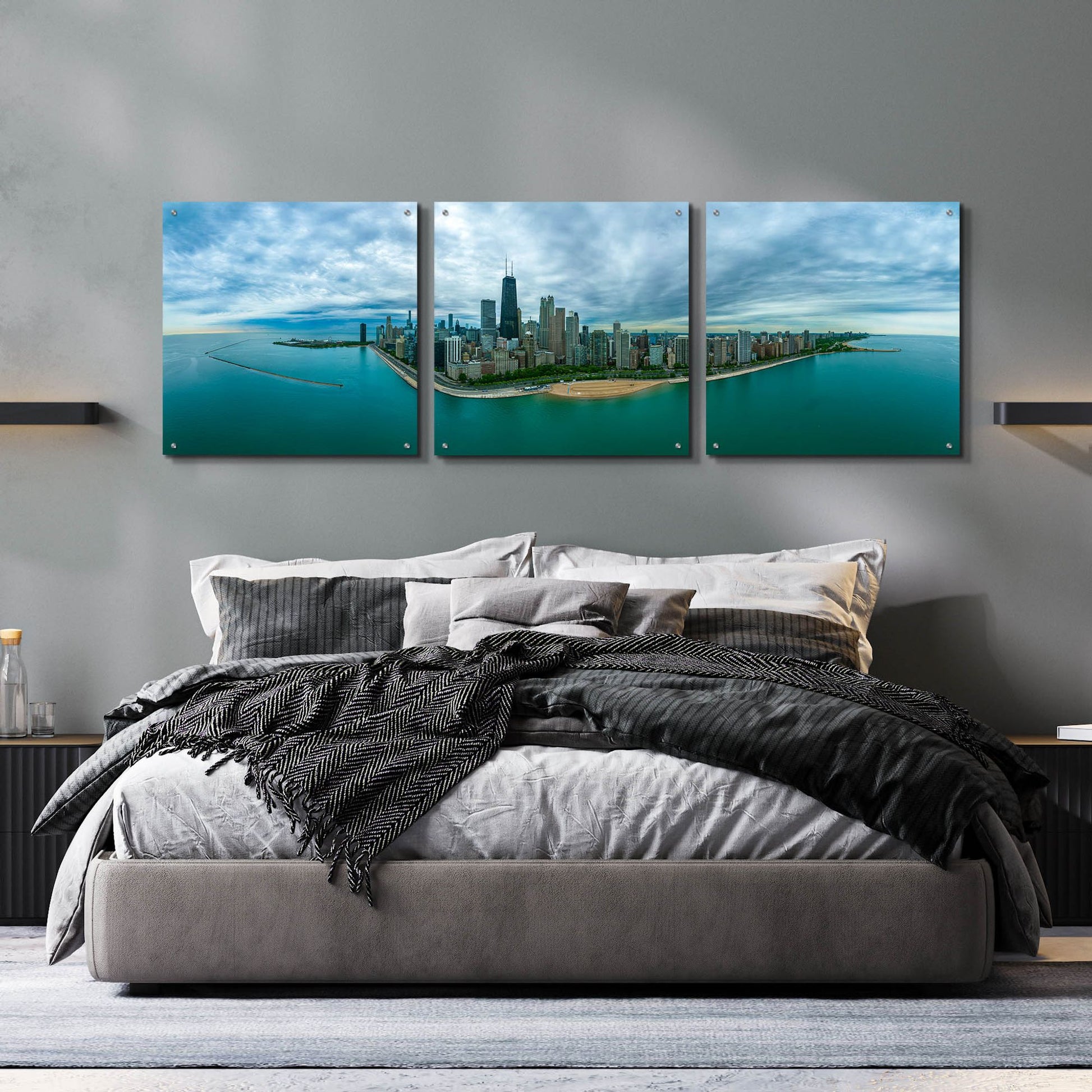 Epic Art 'Wonderful Chicago' by Epic Portfolio, Acrylic Glass Wall Art, 3 Piece Set,72x24