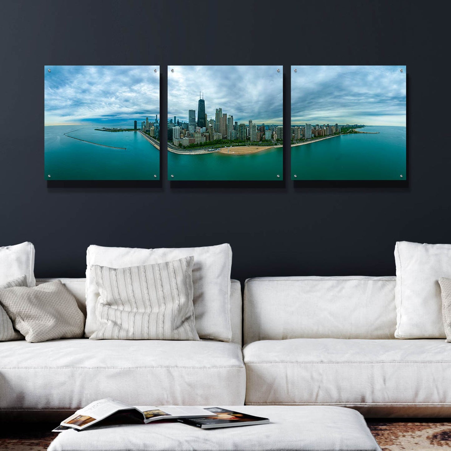 Epic Art 'Wonderful Chicago' by Epic Portfolio, Acrylic Glass Wall Art, 3 Piece Set,72x24