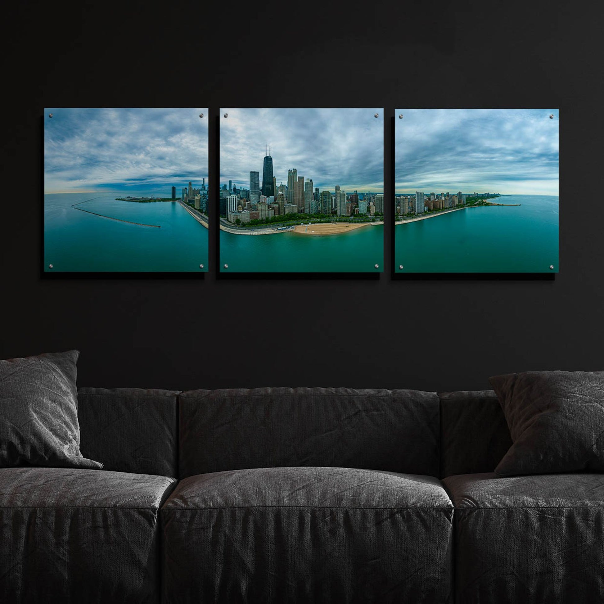 Epic Art 'Wonderful Chicago' by Epic Portfolio, Acrylic Glass Wall Art, 3 Piece Set,72x24