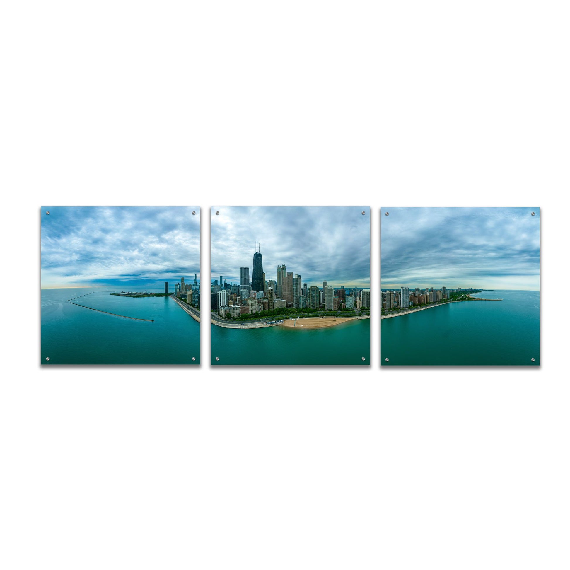 Epic Art 'Wonderful Chicago' by Epic Portfolio, Acrylic Glass Wall Art, 3 Piece Set,72x24